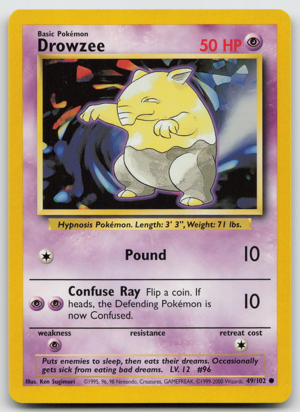 Drowzee Common 4th Print Base Set 49/102 LP