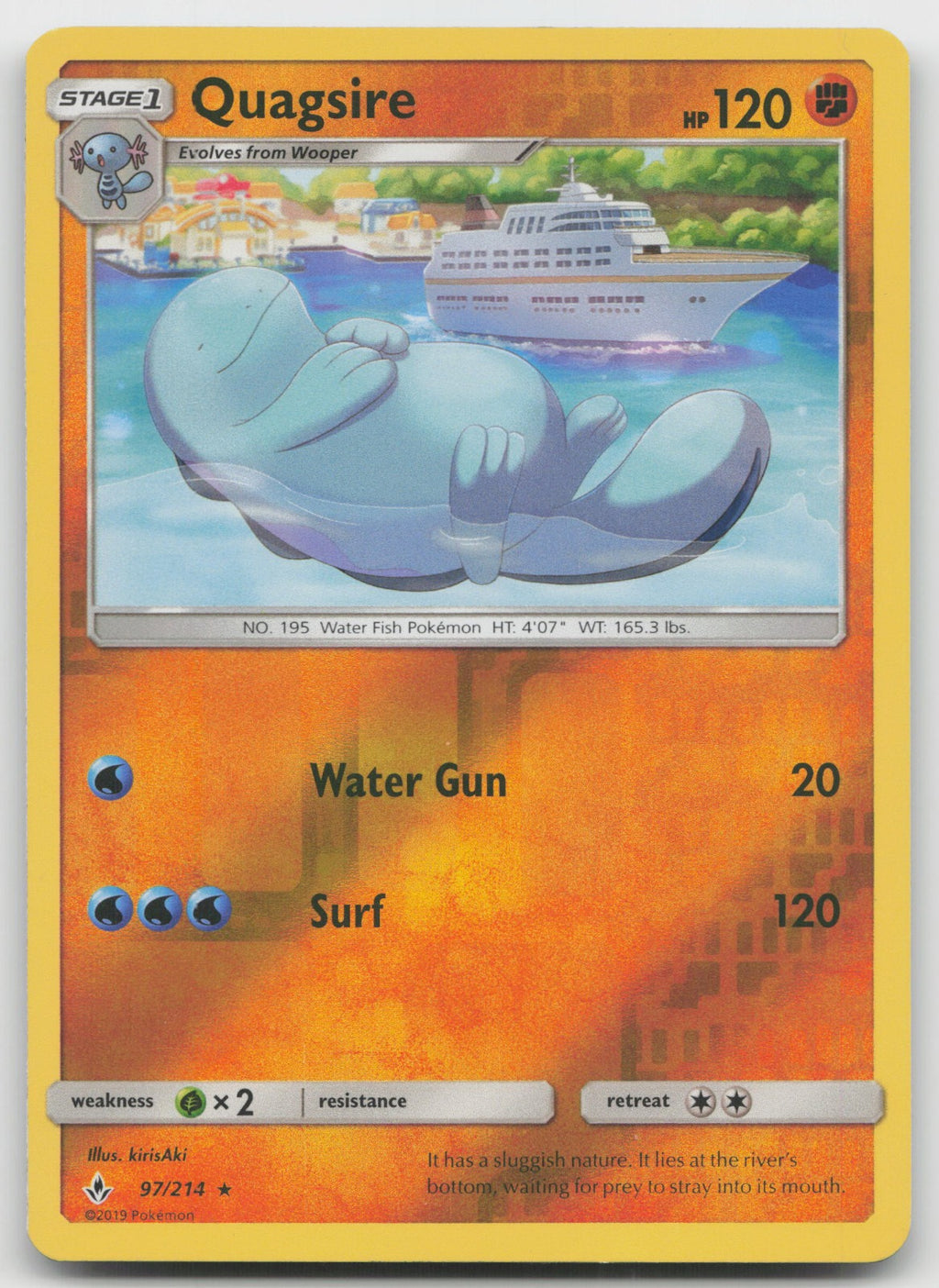 Quagsire Reverse Holo Rare SM - Unbroken Bonds 97/214 NM