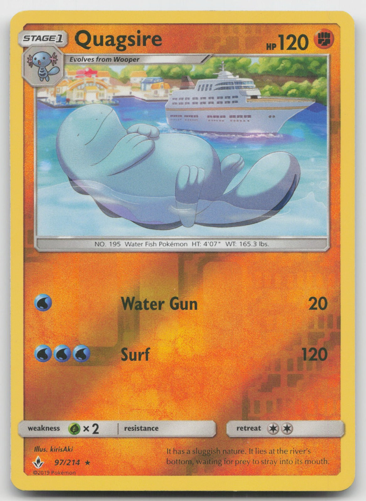 Quagsire Reverse Holo Rare SM - Unbroken Bonds 97/214 NM