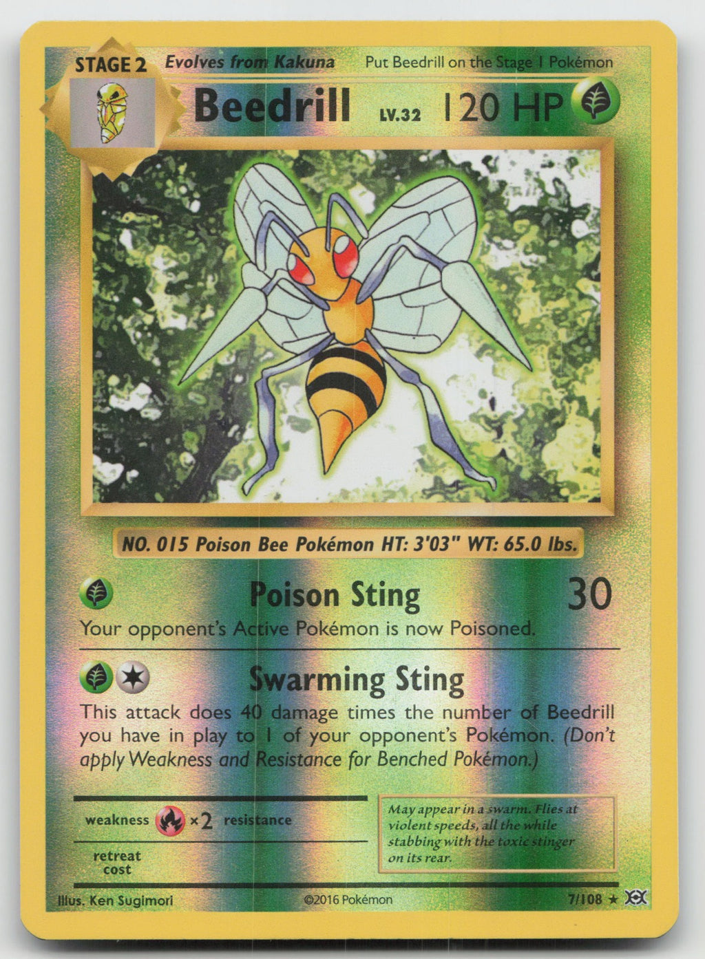 Beedrill Reverse Holo Rare XY - Evolutions 7/108 NM