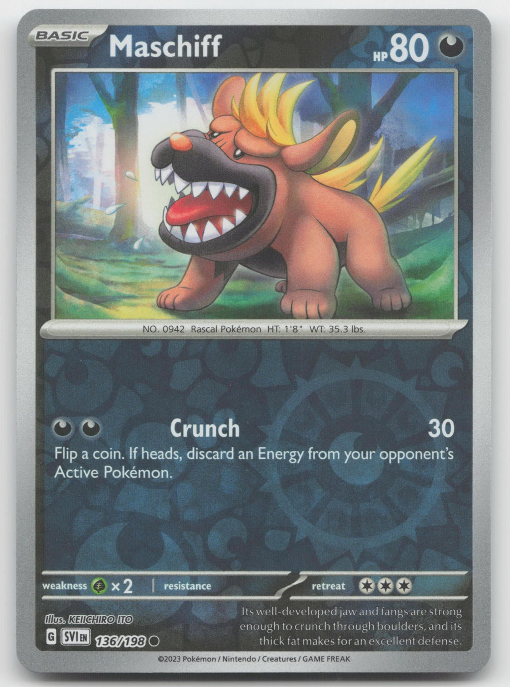 Maschiff Reverse Holo Common SV01: Scarlet & Violet Base Set 136/198 NM