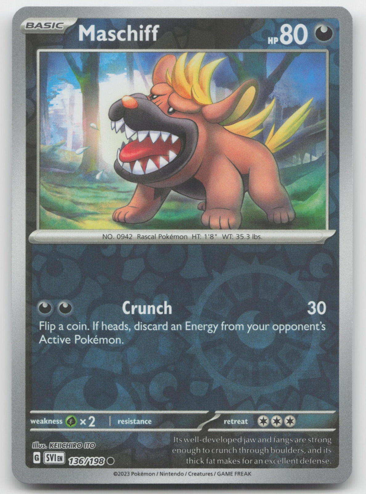 Maschiff Reverse Holo Common SV01: Scarlet & Violet Base Set 136/198 NM