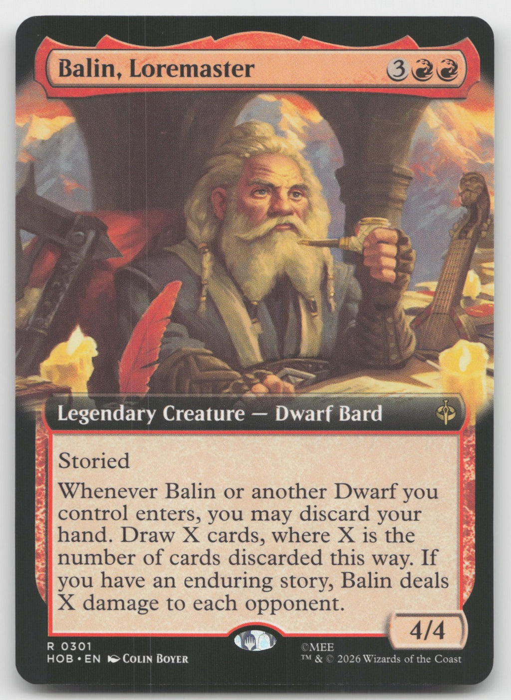 Balin, Loremaster (Extended Art) R The Hobbit 301 NM