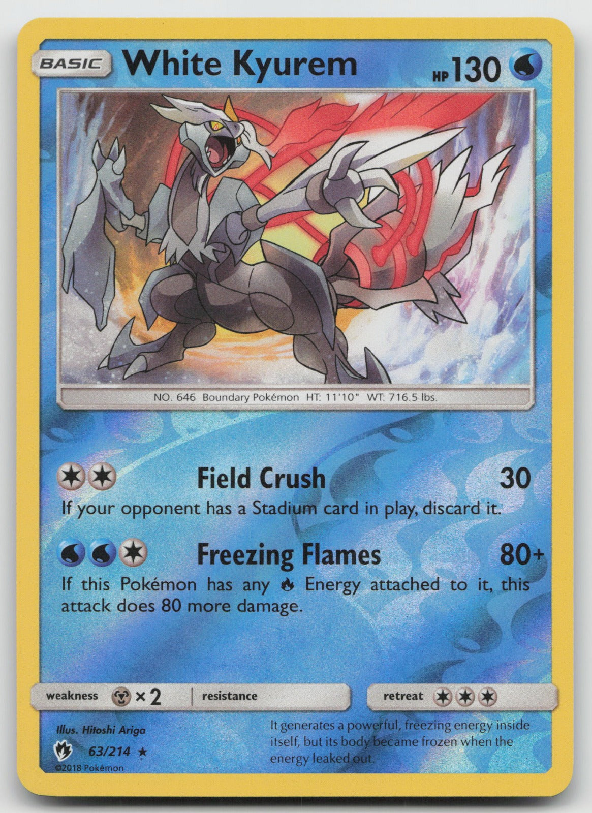 White Kyurem Reverse Holo Rare SM - Lost Thunder 63/214 NM