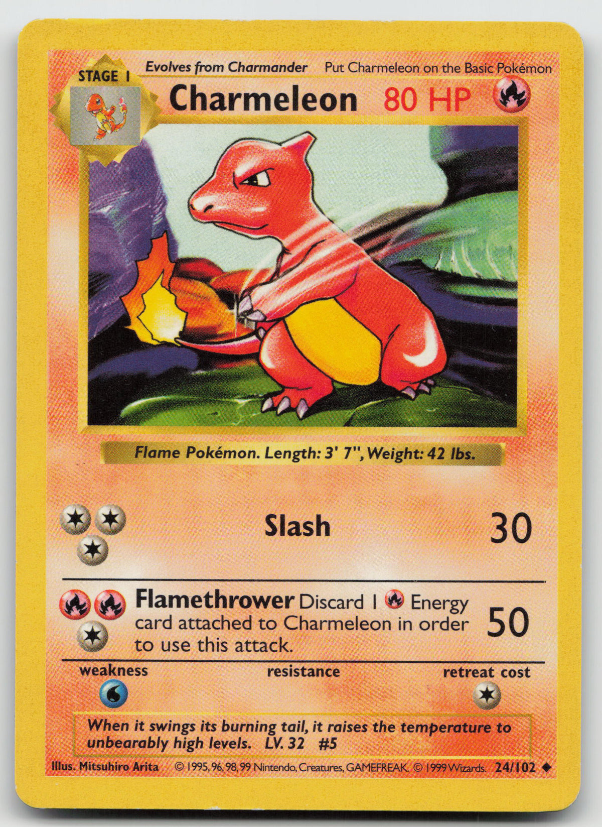 Charmeleon Uncommon Normal Base Set (Shadowless) 24/102 MP