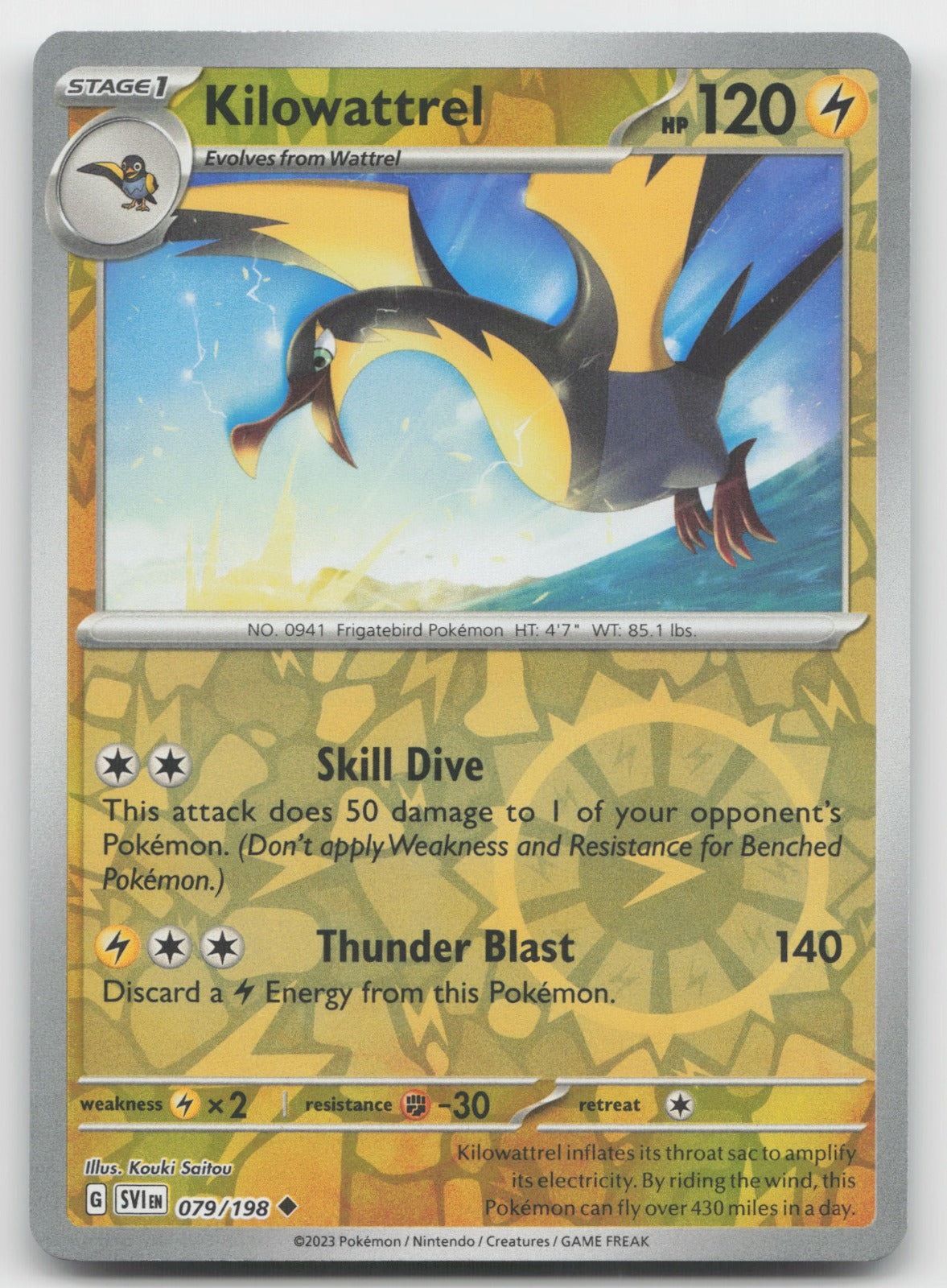 Kilowattrel Reverse Holo Uncommon SV01: Scarlet & Violet Base Set 079/198 NM