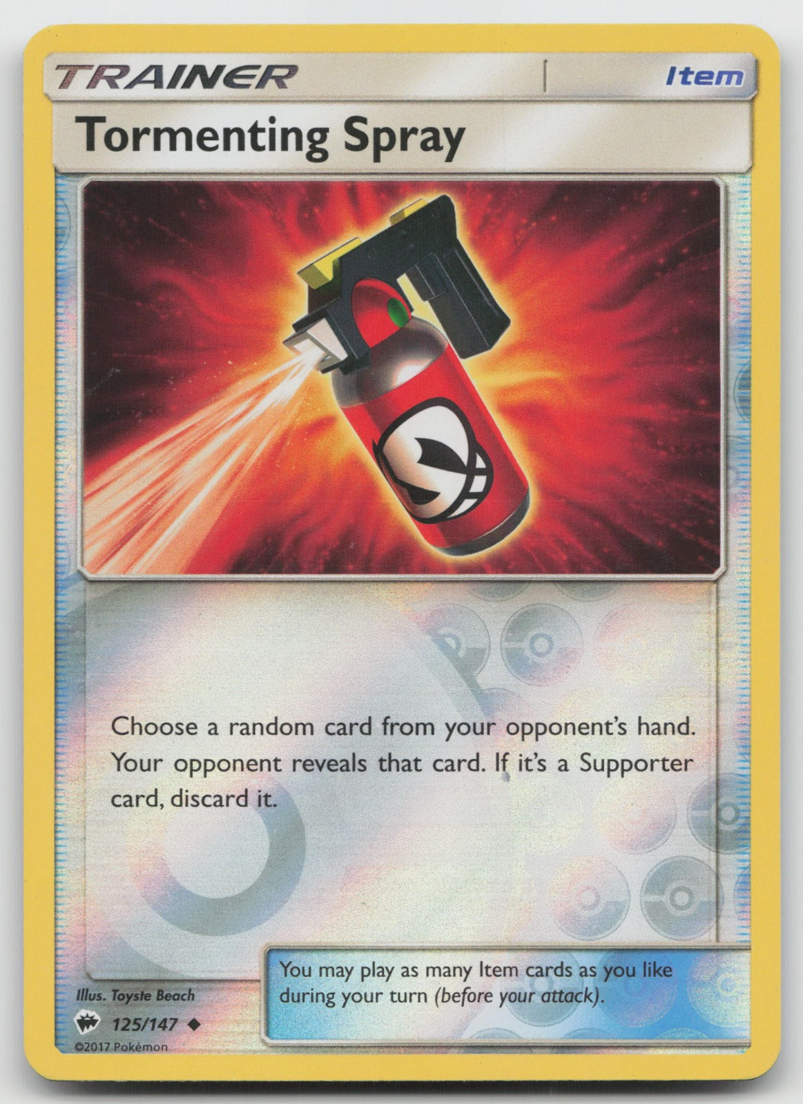Tormenting Spray Reverse Holo Uncommon SM - Burning Shadows 125/147 NM