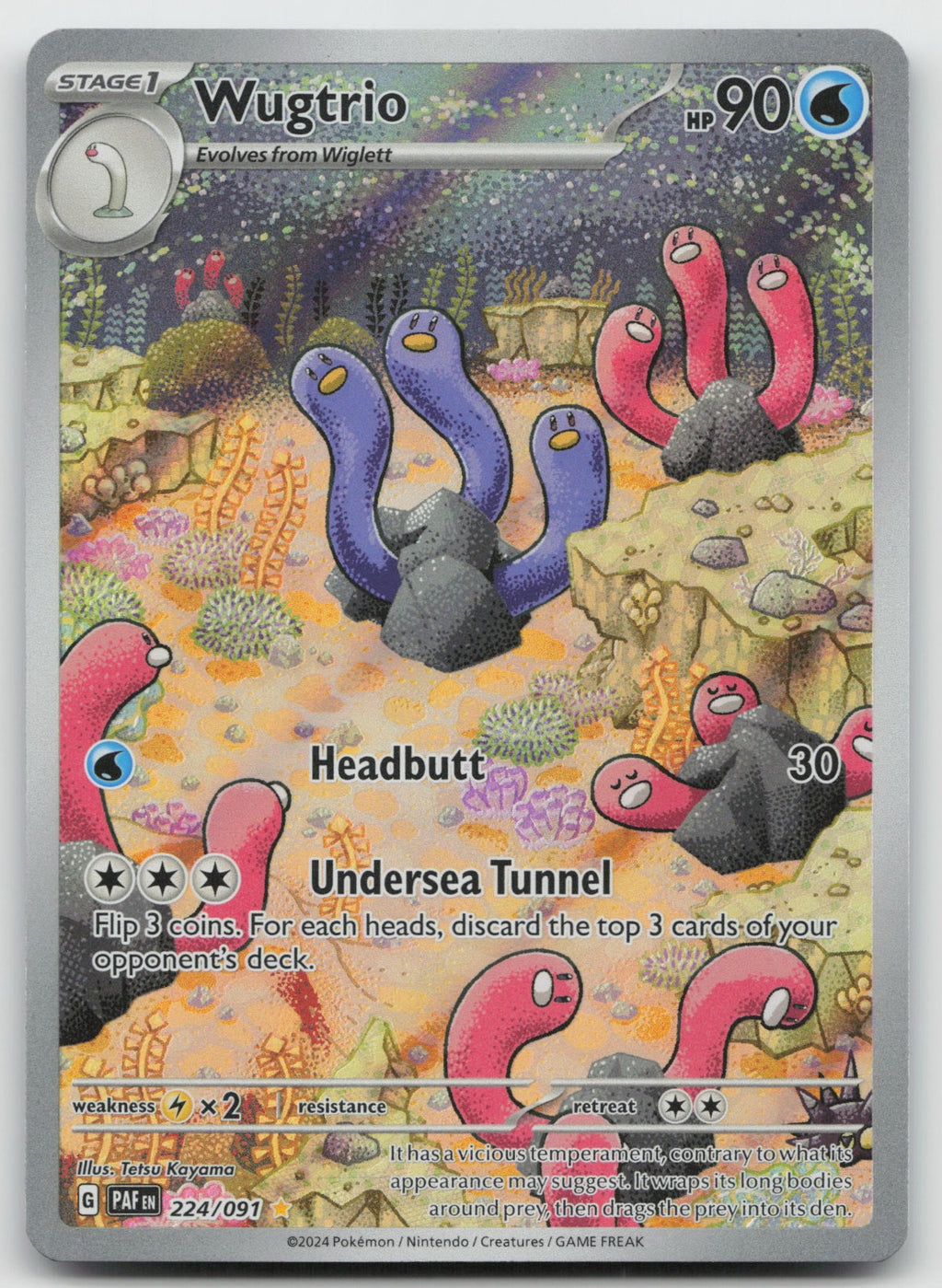 Wugtrio Illustration Rare Holo SV: Paldean Fates 224/091 NM