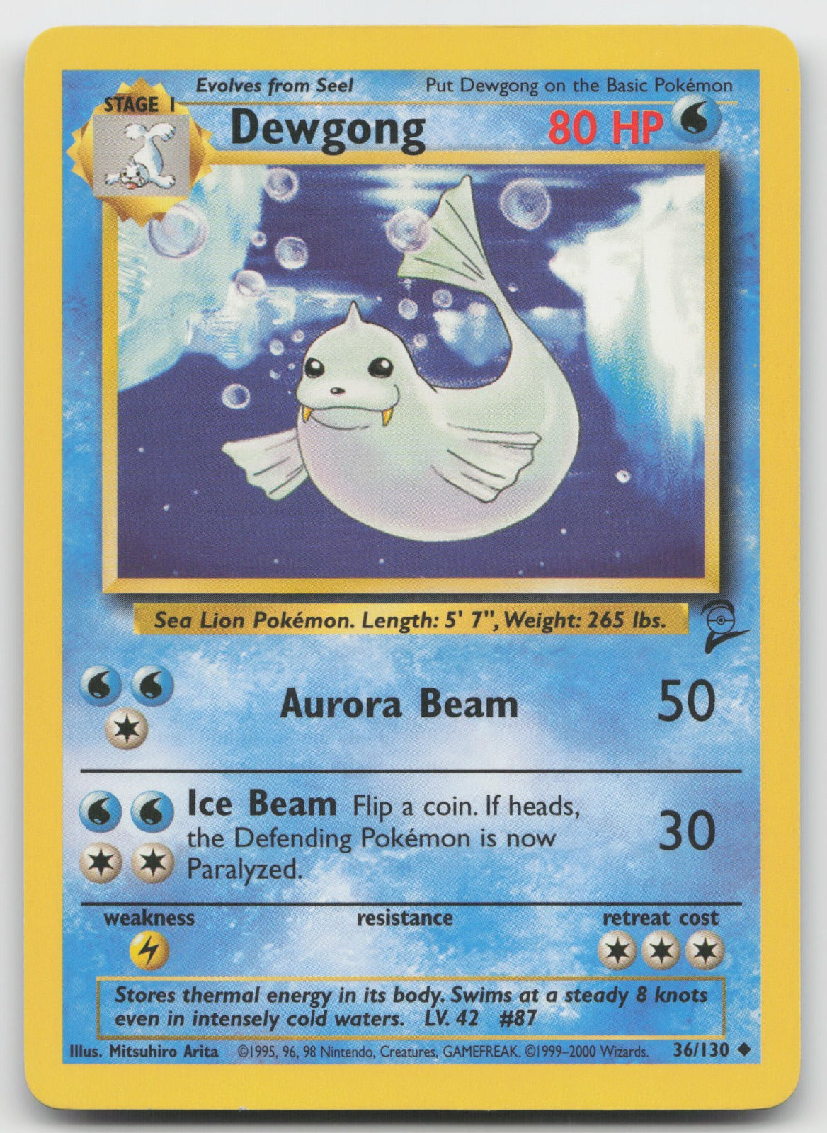 Dewgong Uncommon Base Set 2 36/130 NM/VLP