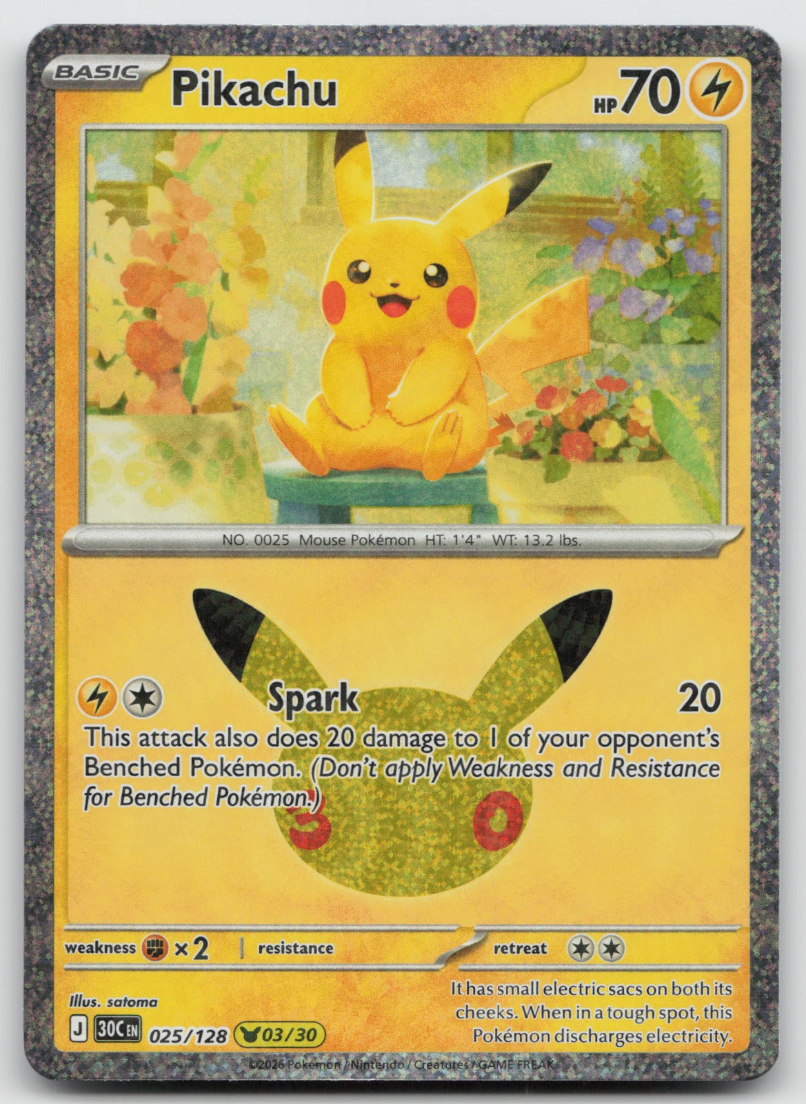 Pikachu Holo Pikachu Rare ME: 30th Celebration 025/128 NM