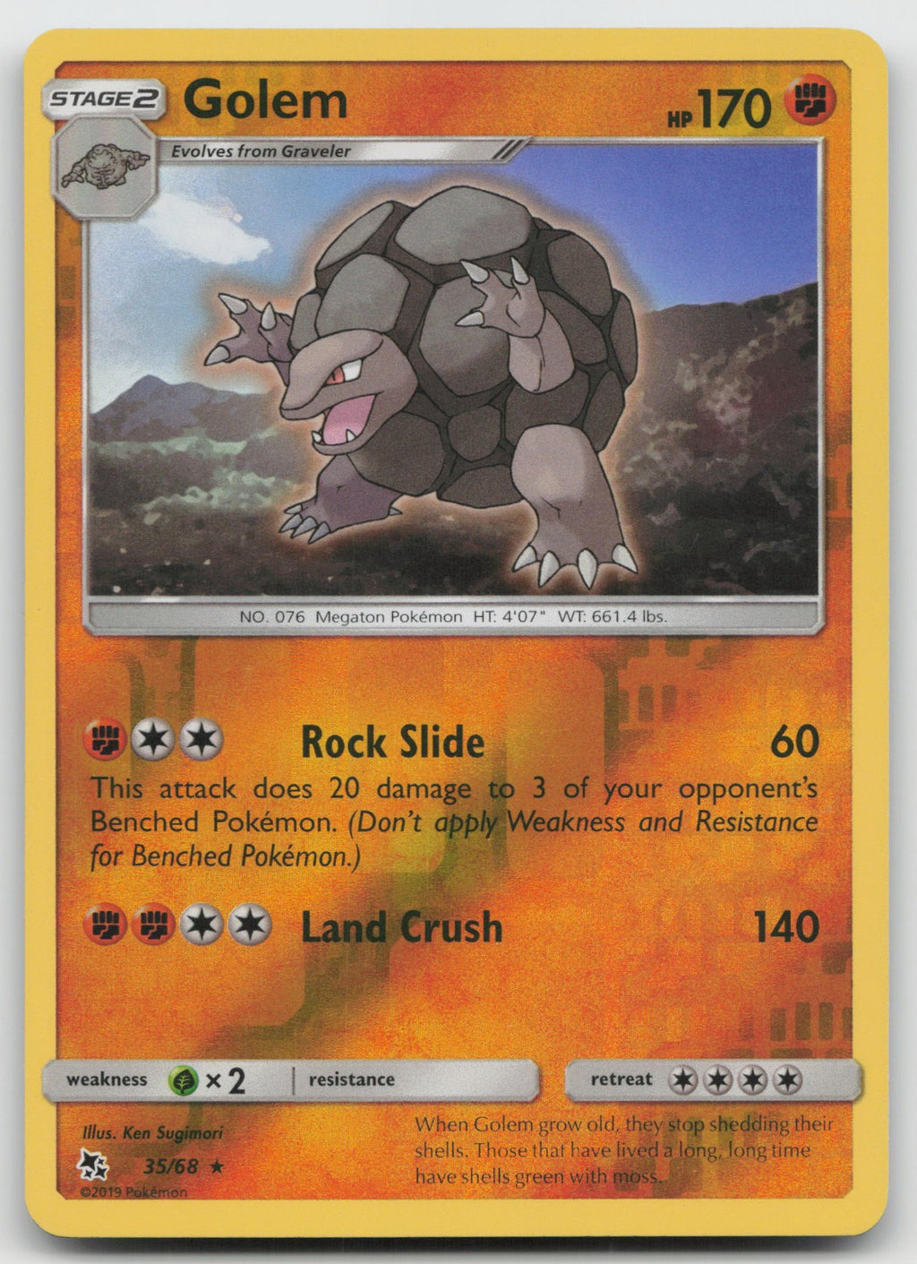 Golem Reverse Holo Rare Hidden Fates 35/68 NM