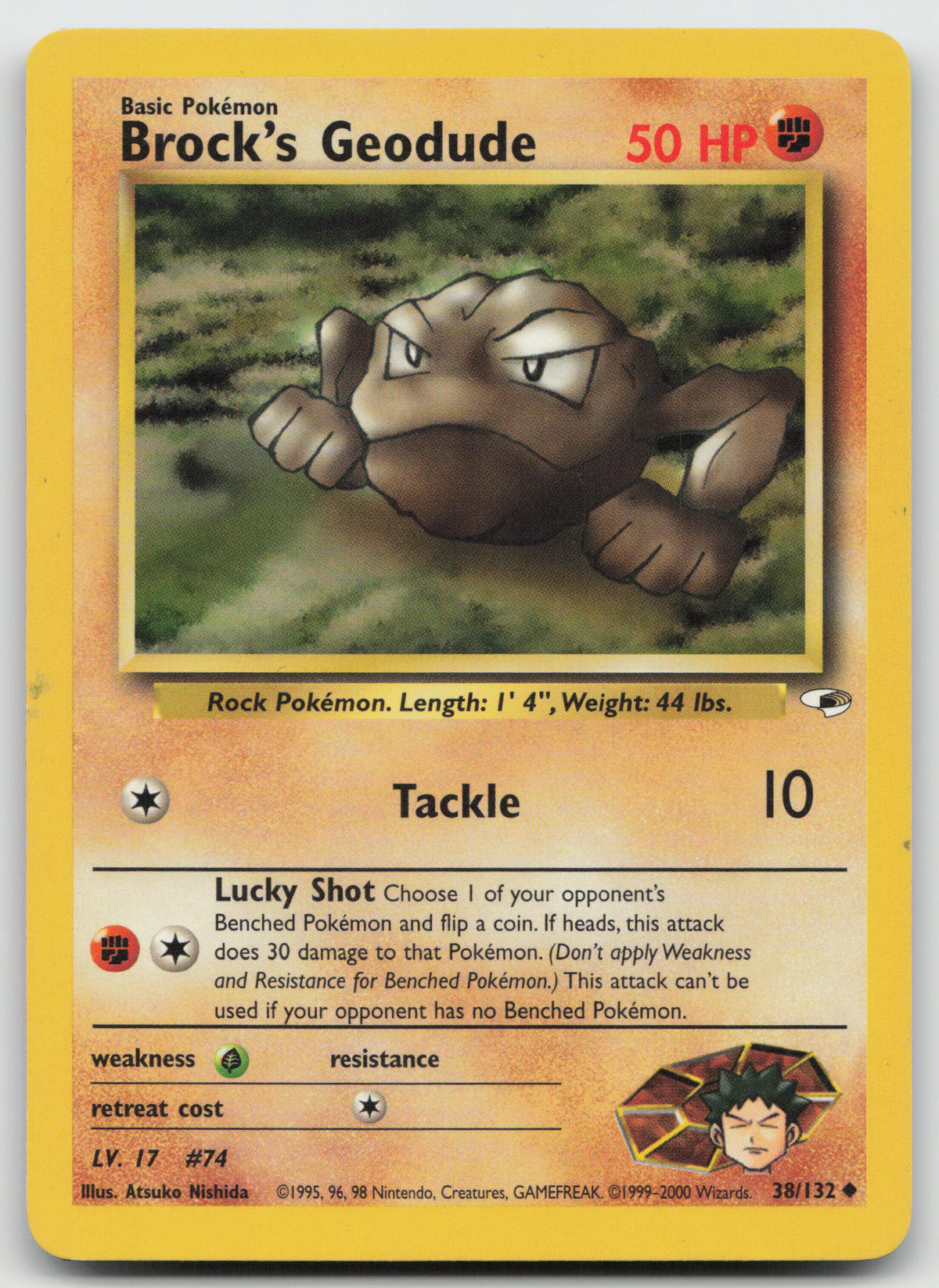 Brock's Geodude Uncommon Unlimited Gym Heroes 38/132 LP