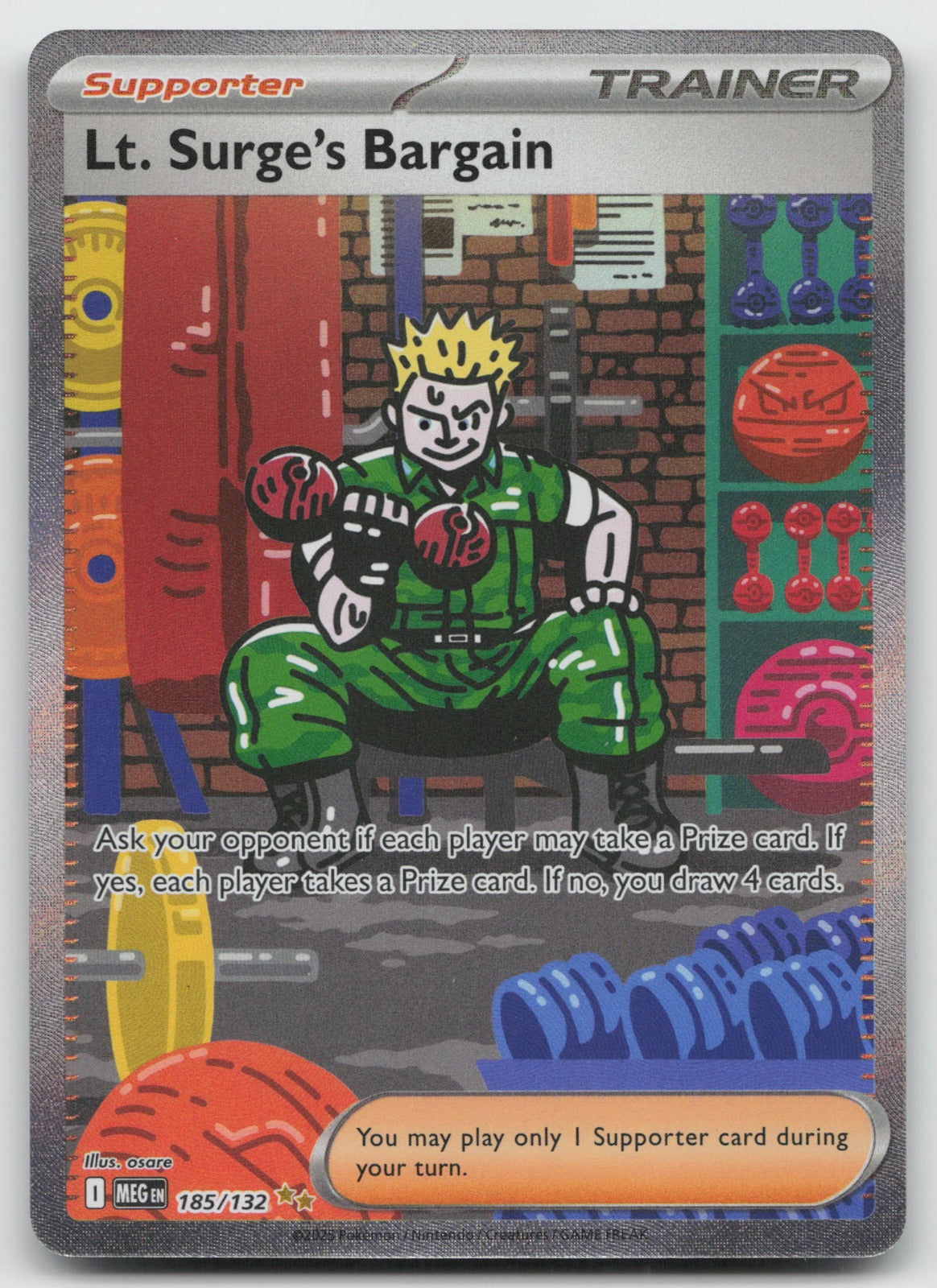 Lt. Surge's Bargain Special Illustration Rare Holo Mega Evolution 185/132 NM