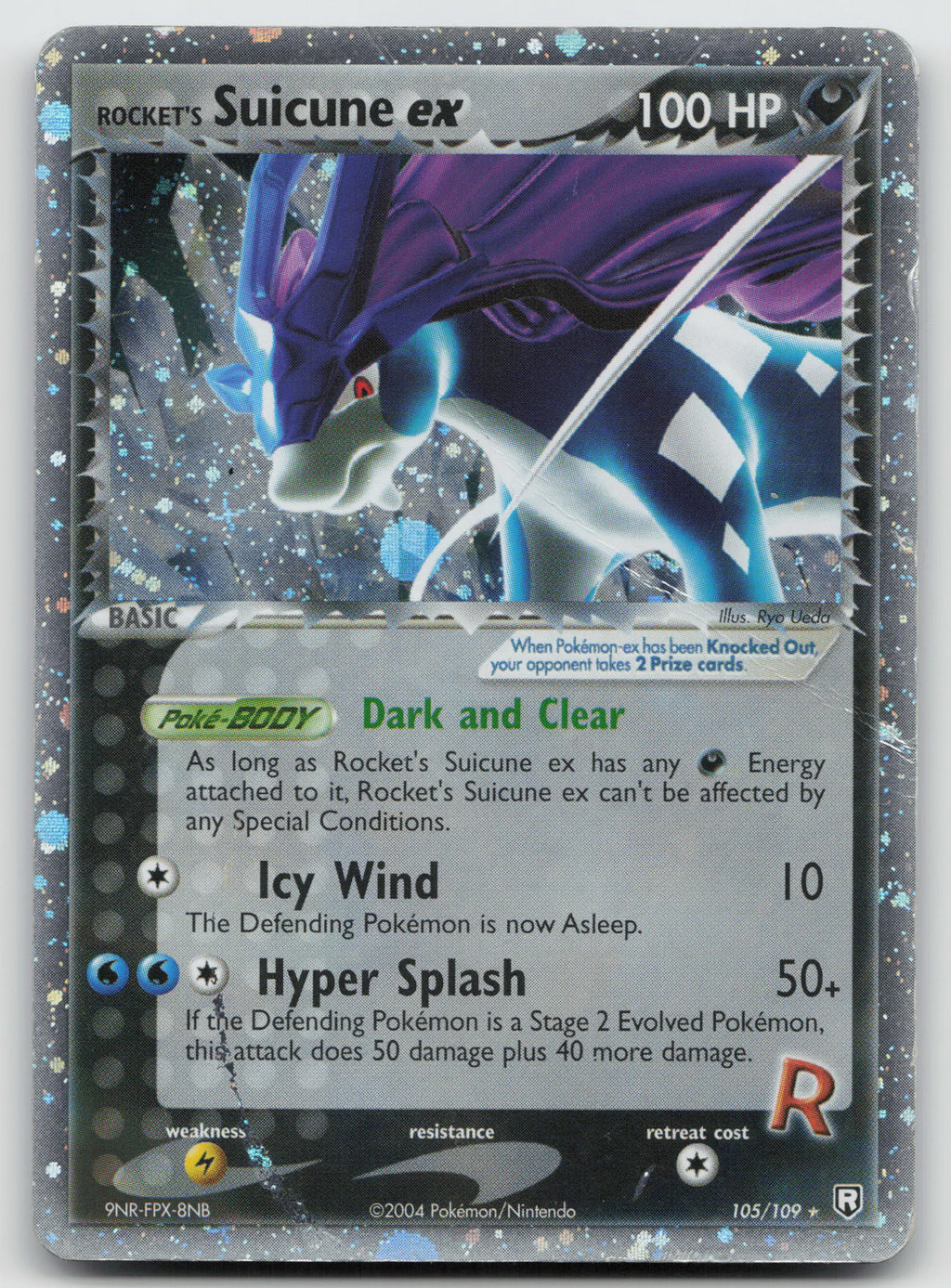 Rocket's Suicune ex Ultra Rare Holofoil Team Rocket Returns 105/109 DAMAGED