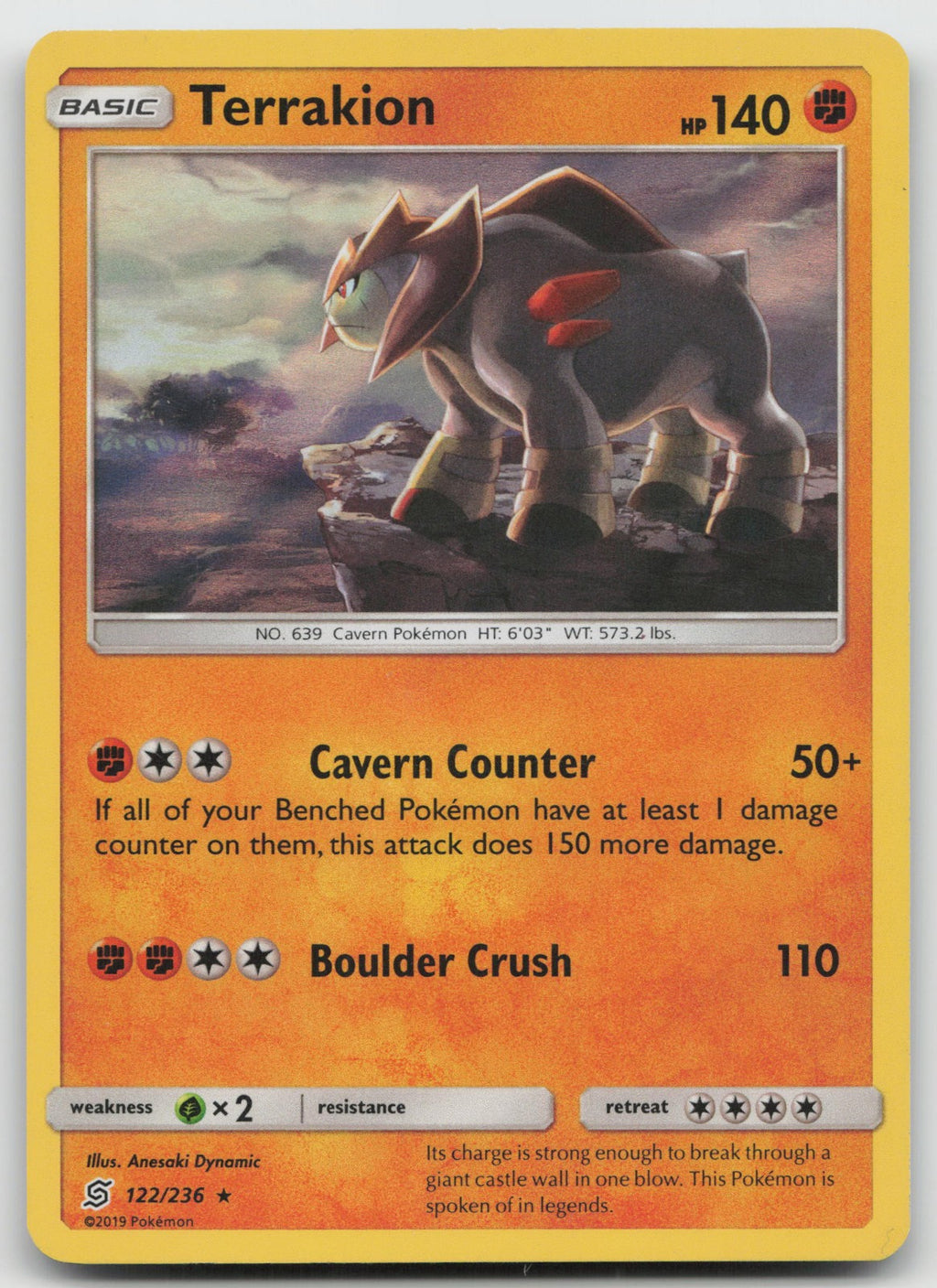 Terrakion Holo Rare SM - Unified Minds 122/236 NM