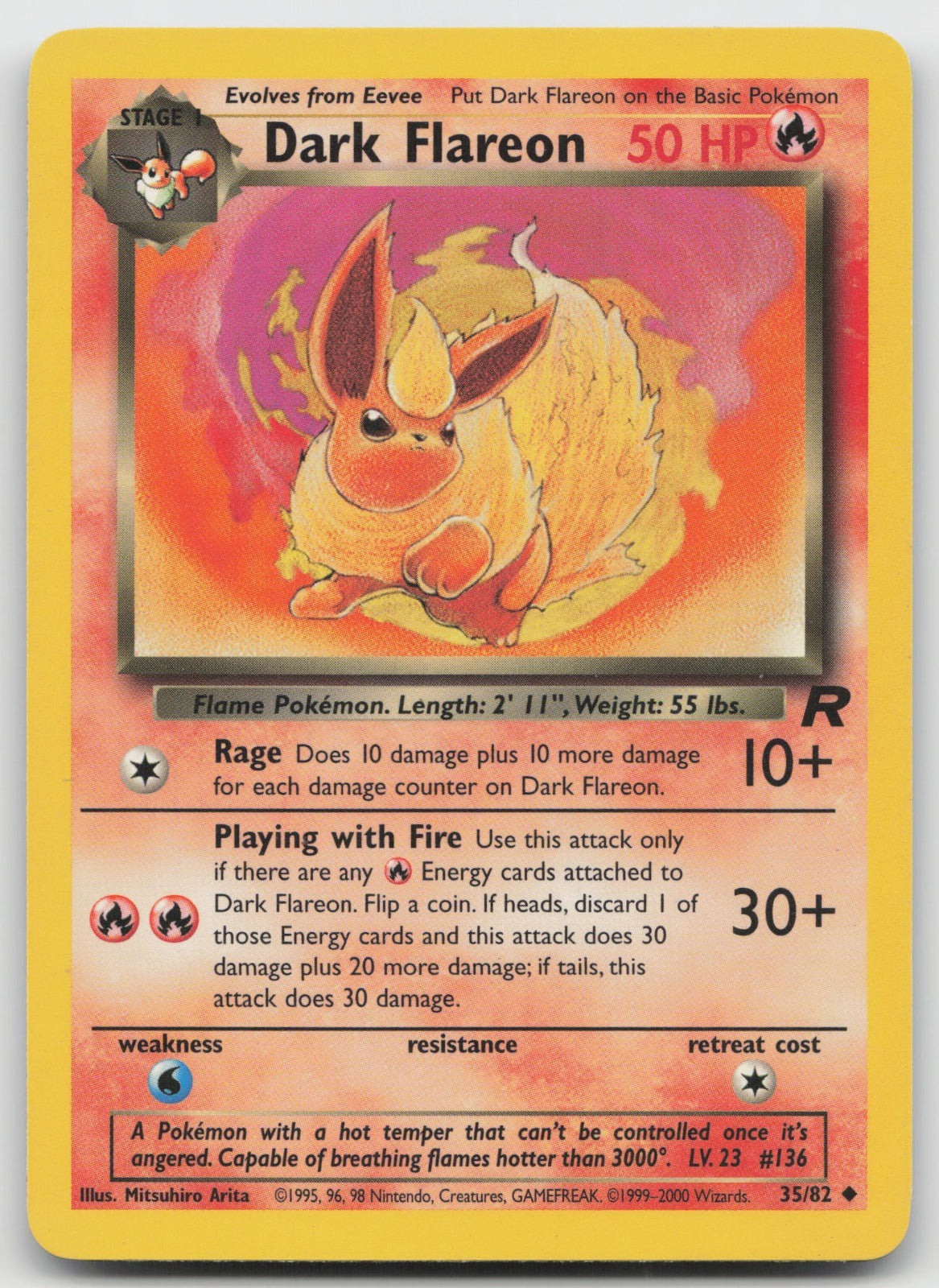 Dark Flareon Unlimited Uncommon Team Rocket 35/82 LP