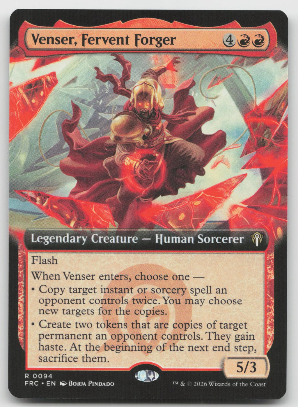 Venser, Fervent Forger (Extended Art) R Commander: Reality Fracture 94 NM