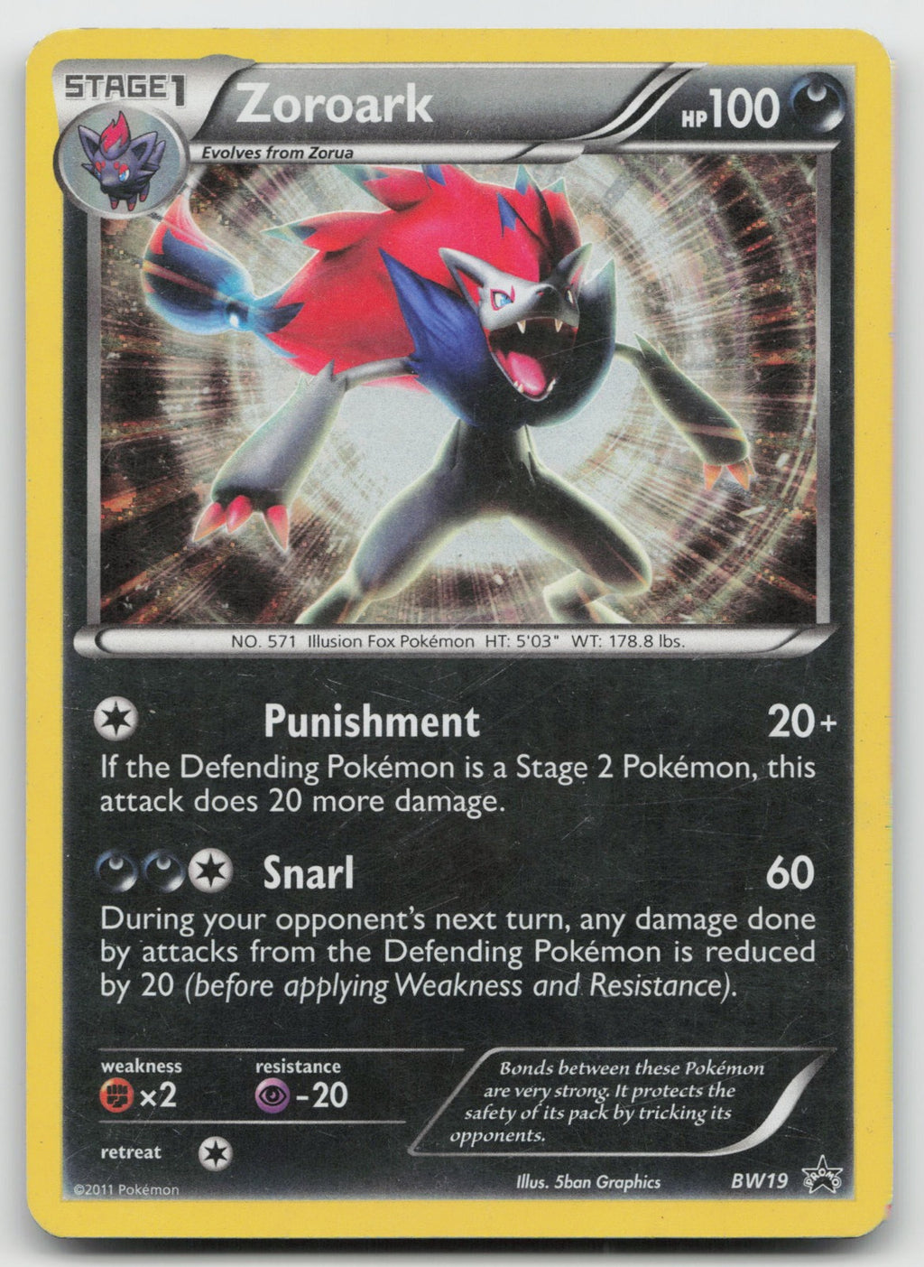 Zoroark Promo Black and White Promos BW19 HP/DMG