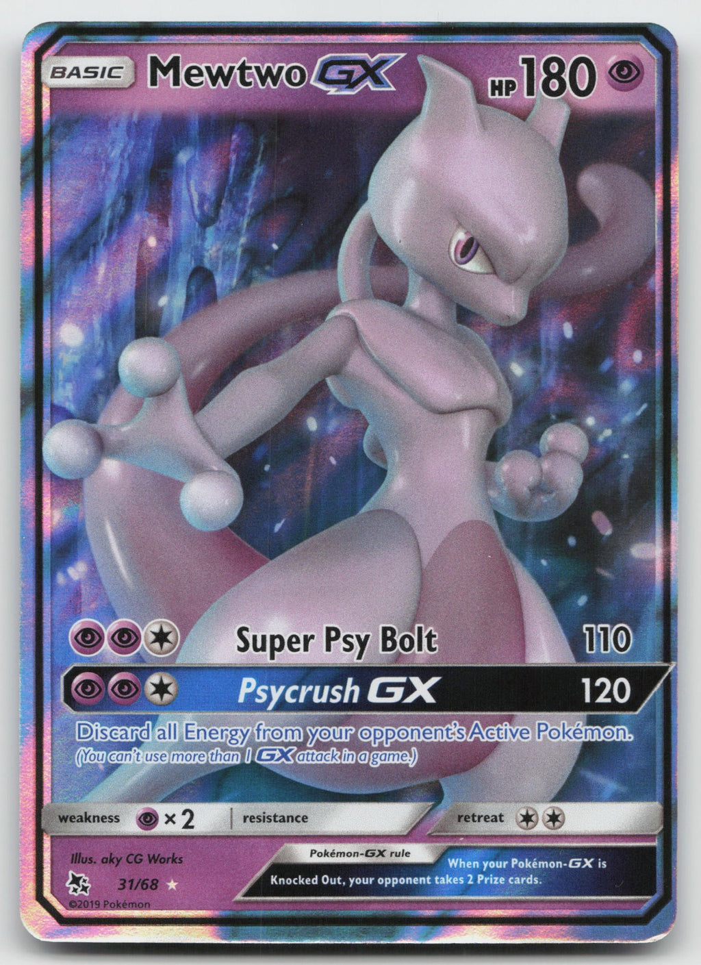 Mewtwo GX Holo Ultra Rare Hidden Fates 31/68 NM