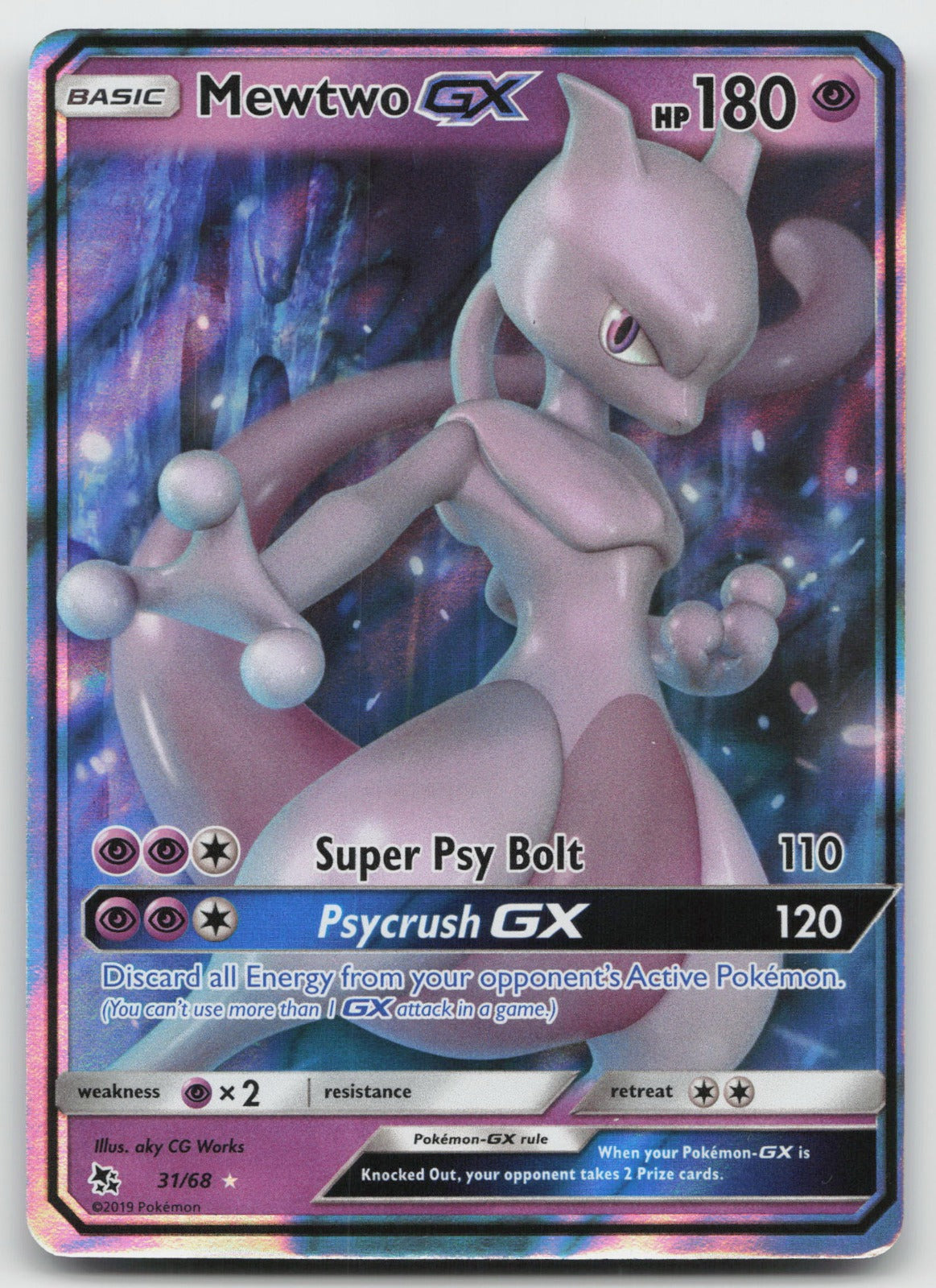 Mewtwo GX Holo Ultra Rare Hidden Fates 31/68 NM