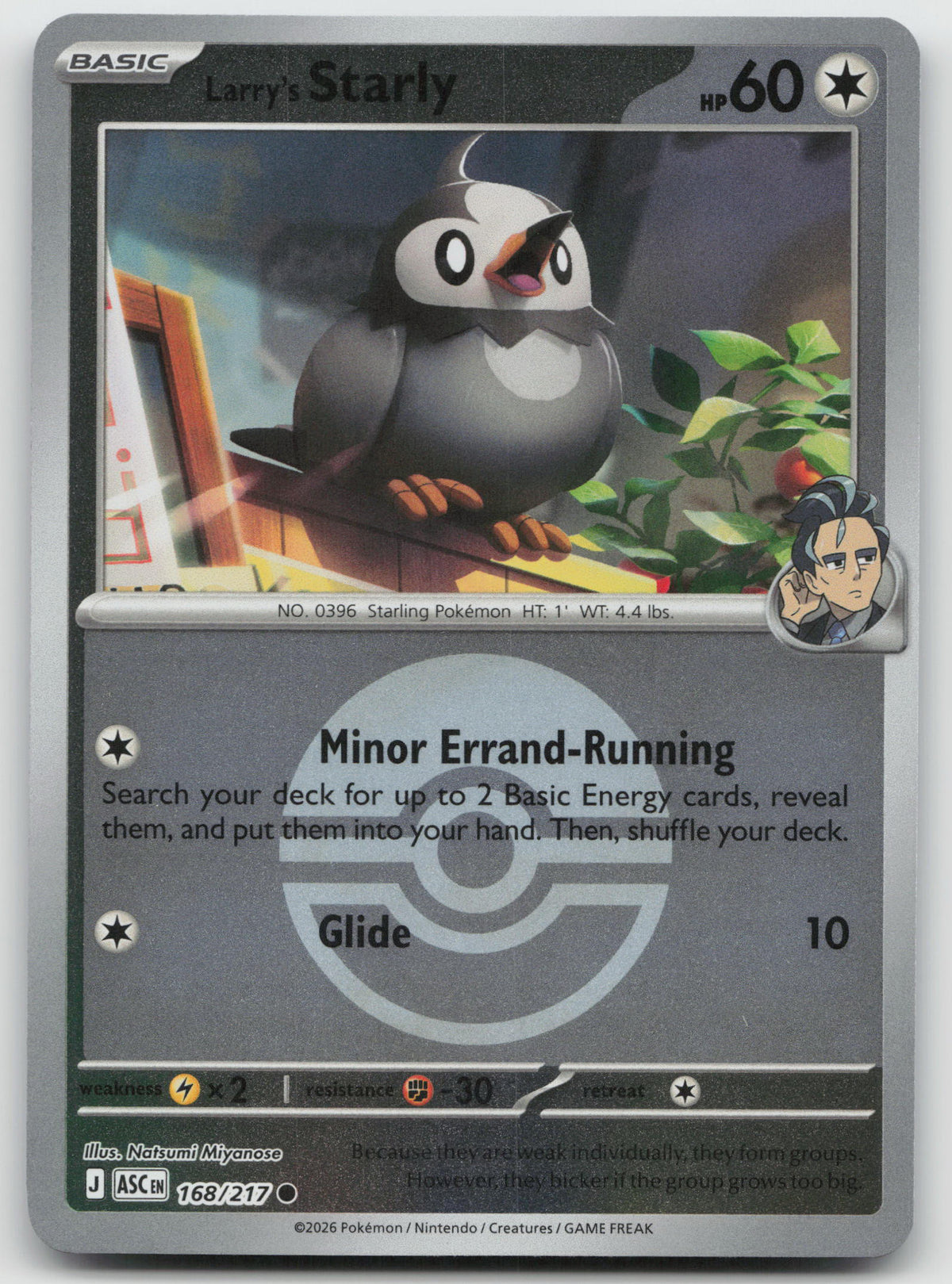 Larry's Starly (Poke Ball) Reverse Holofoil ME: Ascended Heroes 168/217 NM