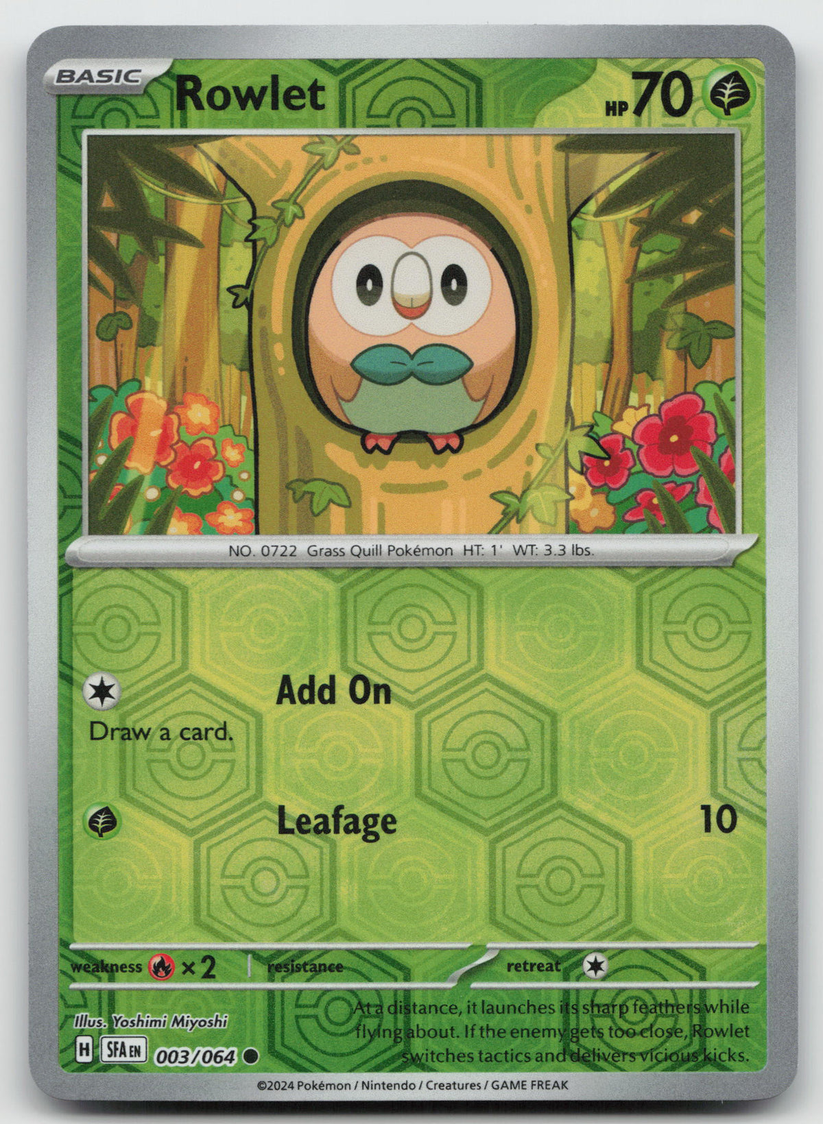 Rowlet Common Reverse Holo SV: Shrouded Fable 003/064 NM