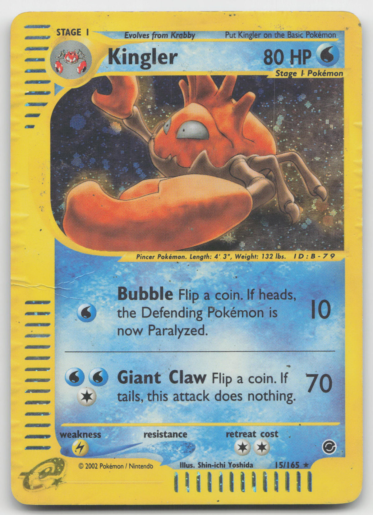 Kingler Rare Holo Expedition 15/165 DMG