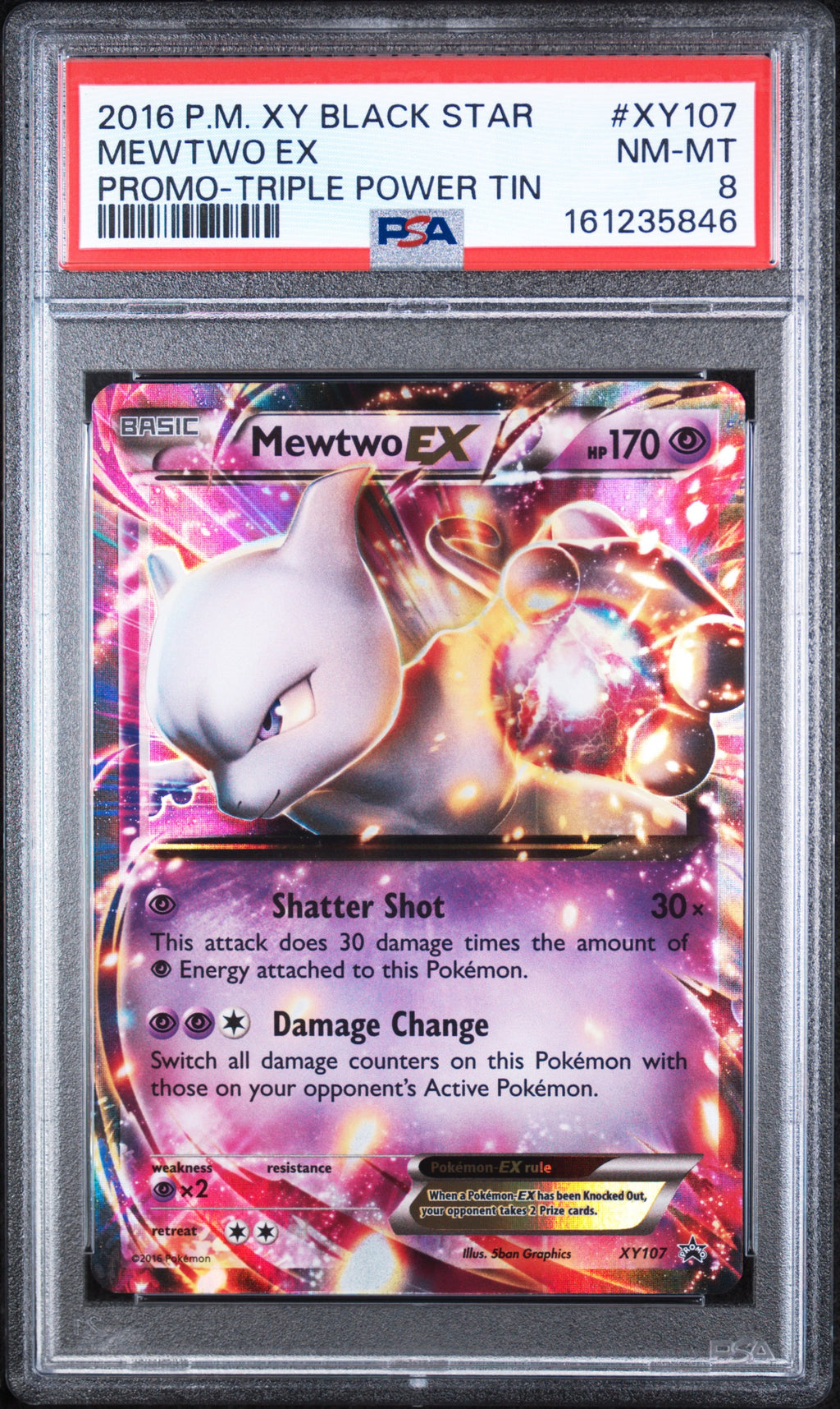 Mewtwo Ex Triple Power Tin Pokemon Xy Black Star Promo XY107 PSA 8