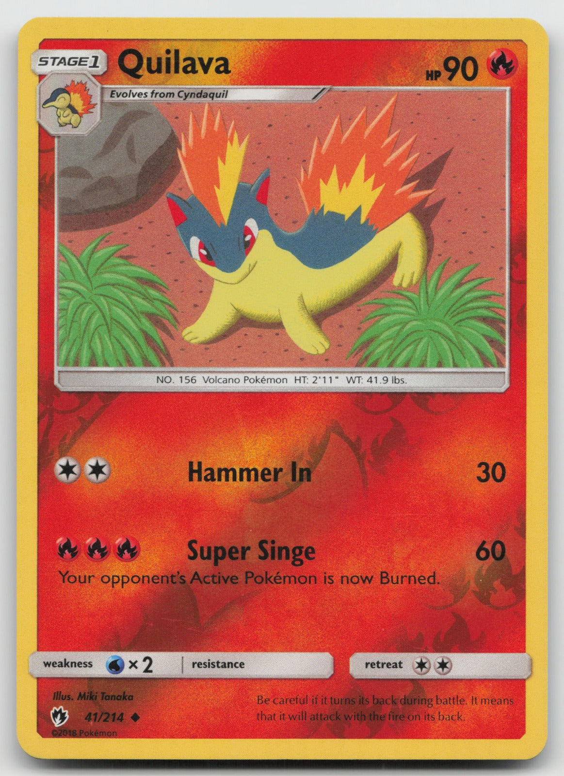 Quilava Reverse Holo Uncommon SM - Lost Thunder 41/214 NM/VLP
