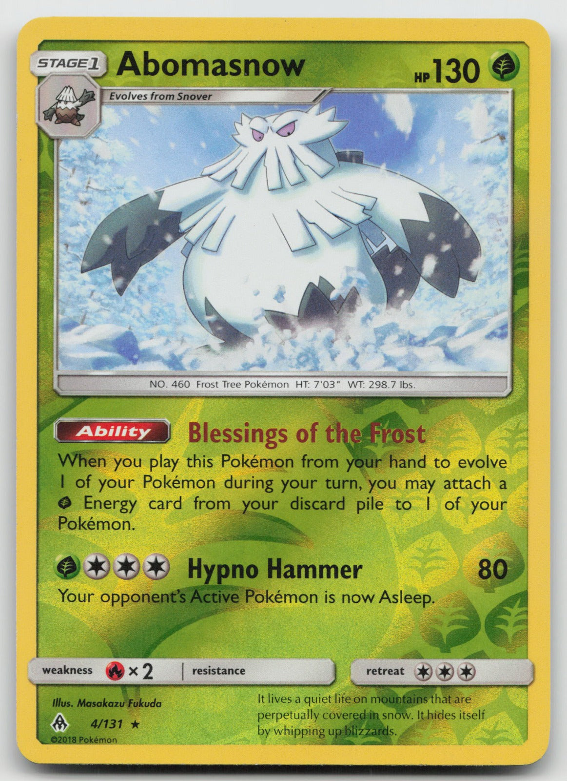 Abomasnow Reverse Holo Rare SM - Forbidden Light 4/131 VLP