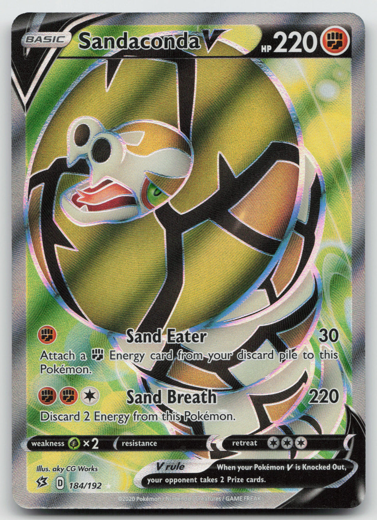 Sandaconda V (Full Art) Ultra Rare Holo SWSH02: Rebel Clash 184/192 NM