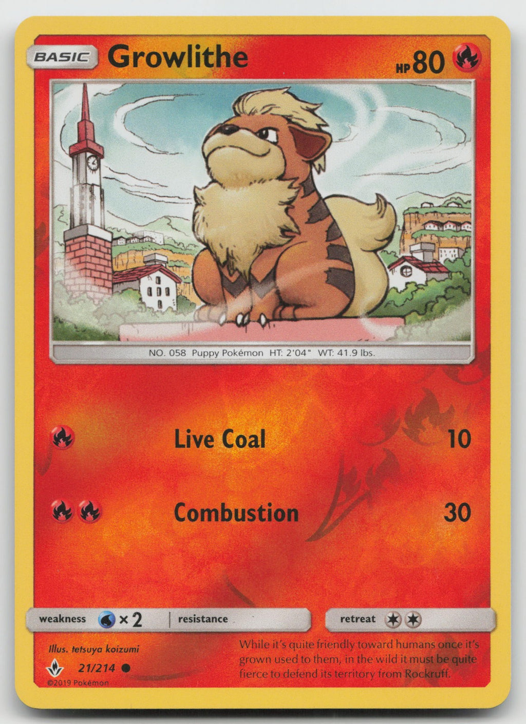 Growlithe Reverse Holo Common SM - Unbroken Bonds 21/214 NM