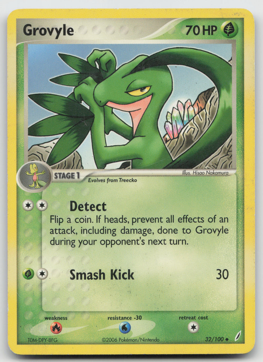 Grovyle Uncommon Normal Crystal Guardians 32/100 HP