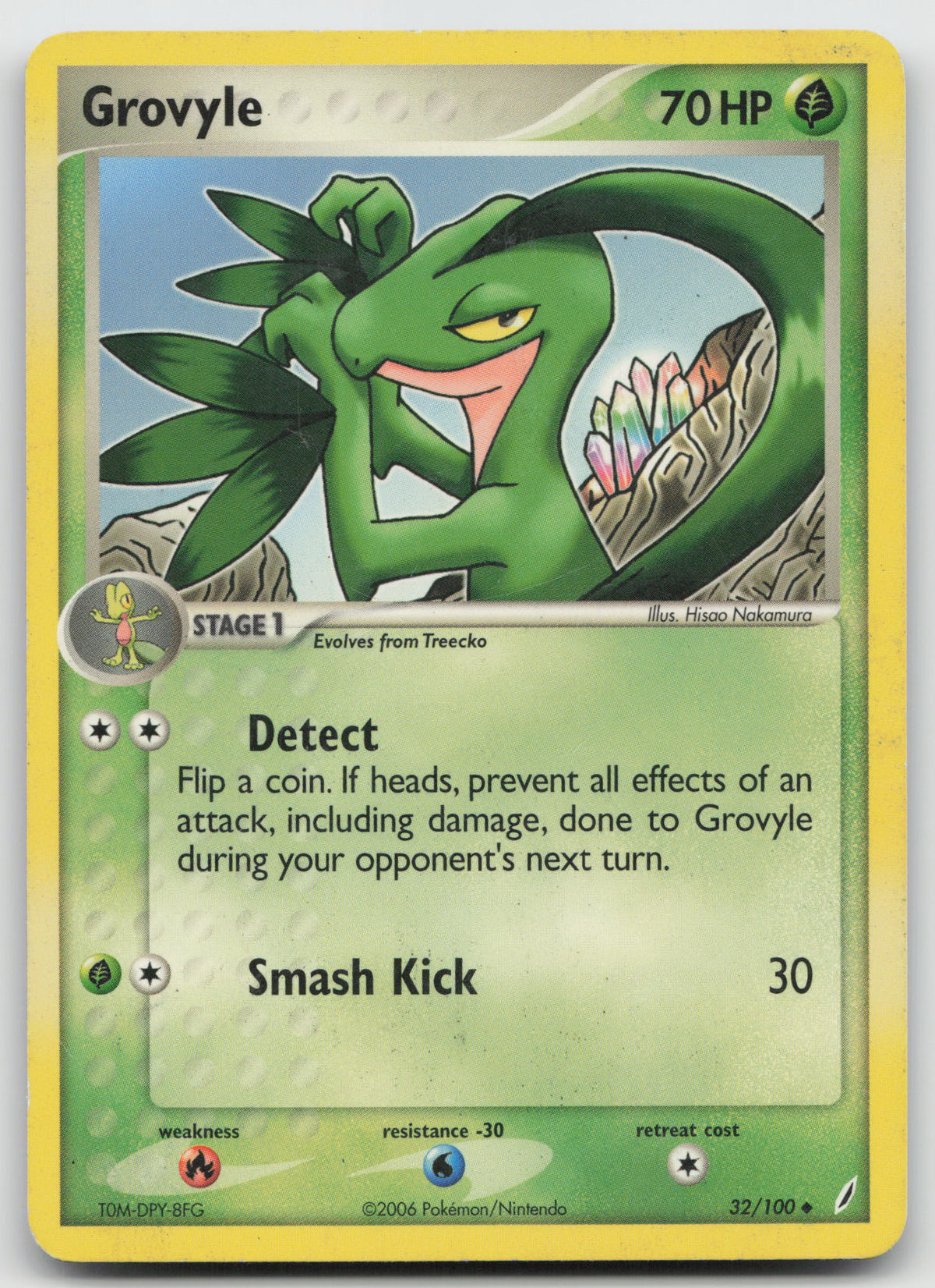 Grovyle Uncommon Normal Crystal Guardians 32/100 HP