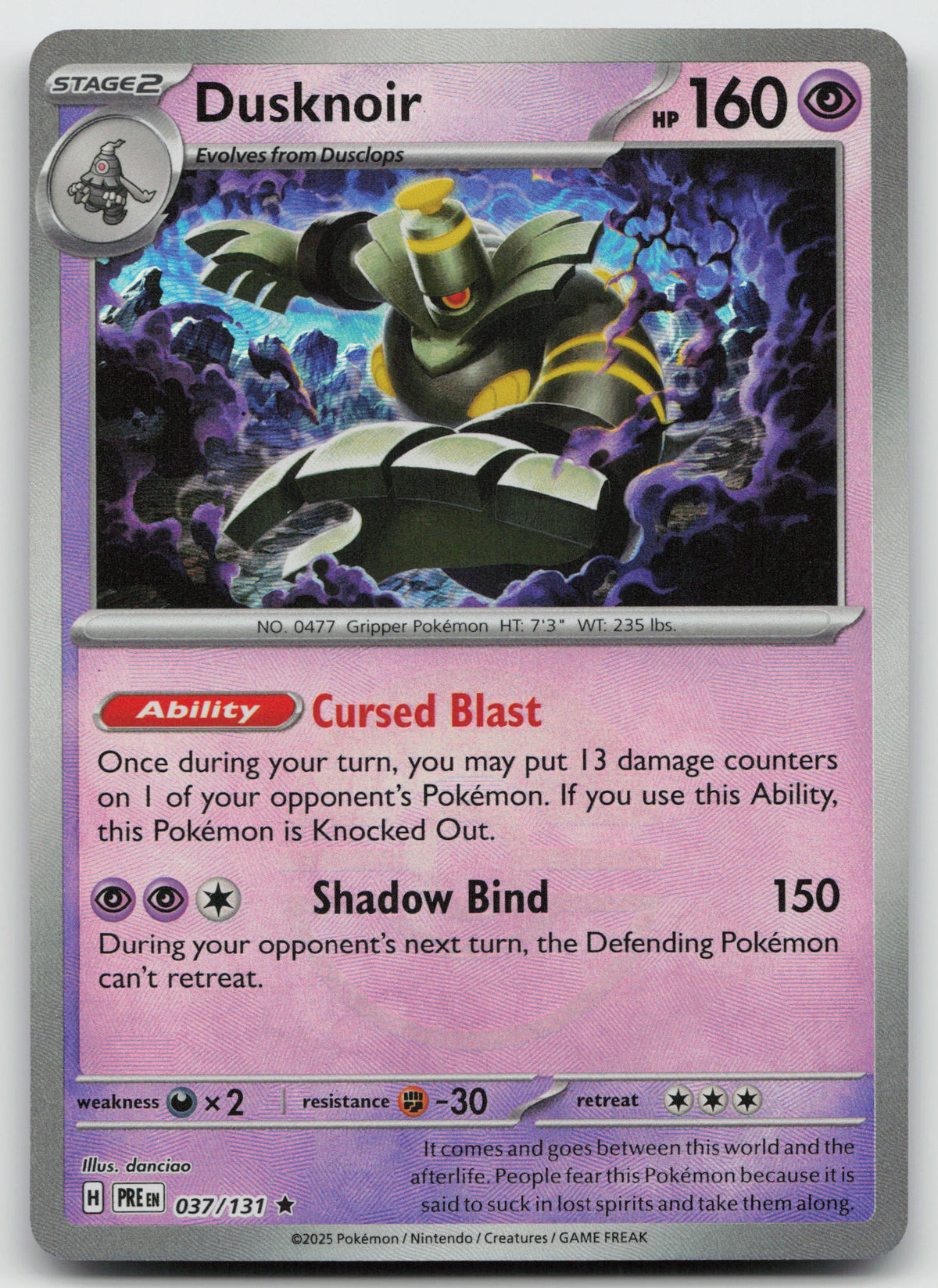 Dusknoir (Poke Ball Pattern) Rare Holo SV: Prismatic Evolutions 037/131 NM