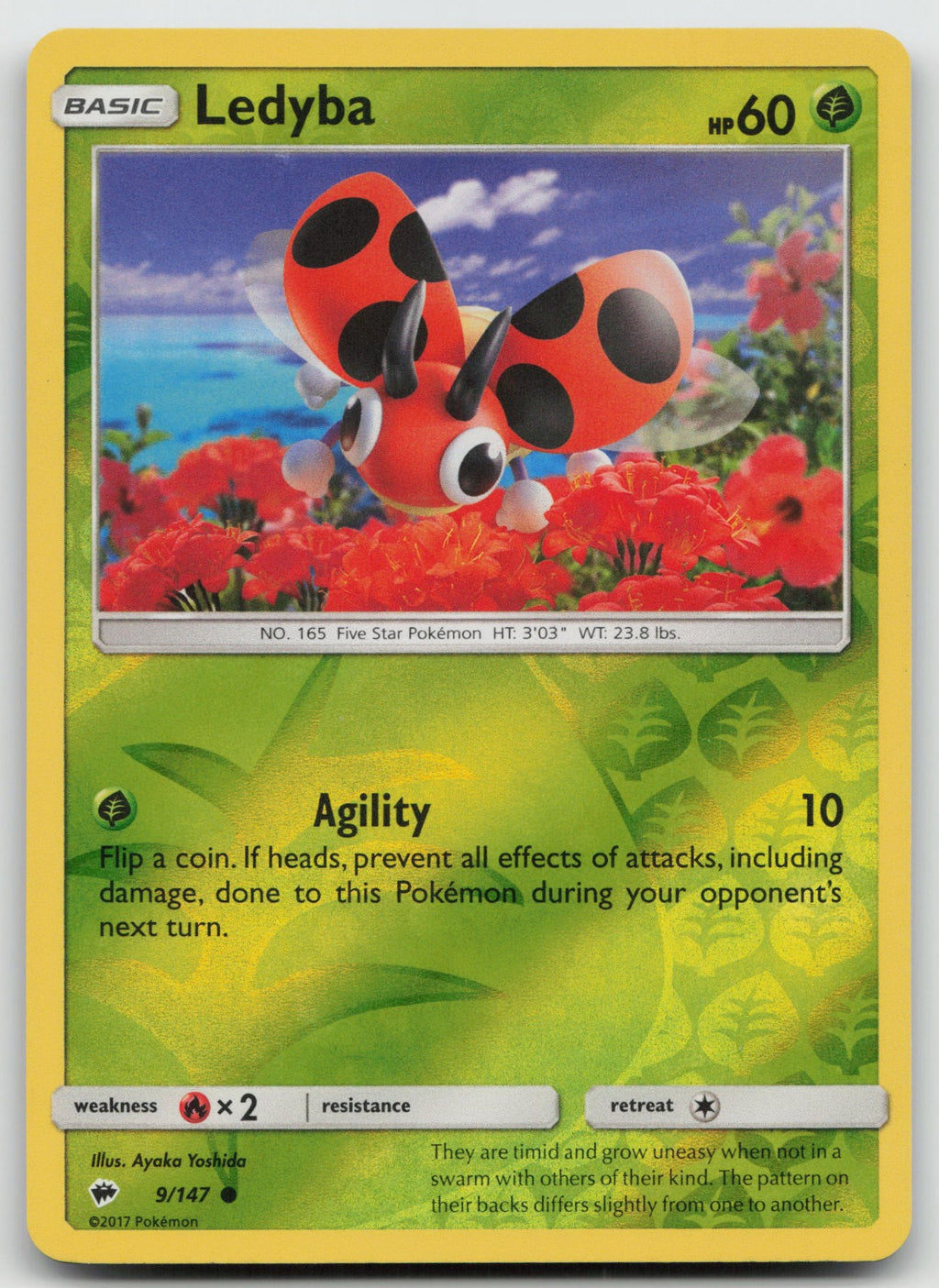 Ledyba Reverse Holo Common SM - Burning Shadows 9/147 NM