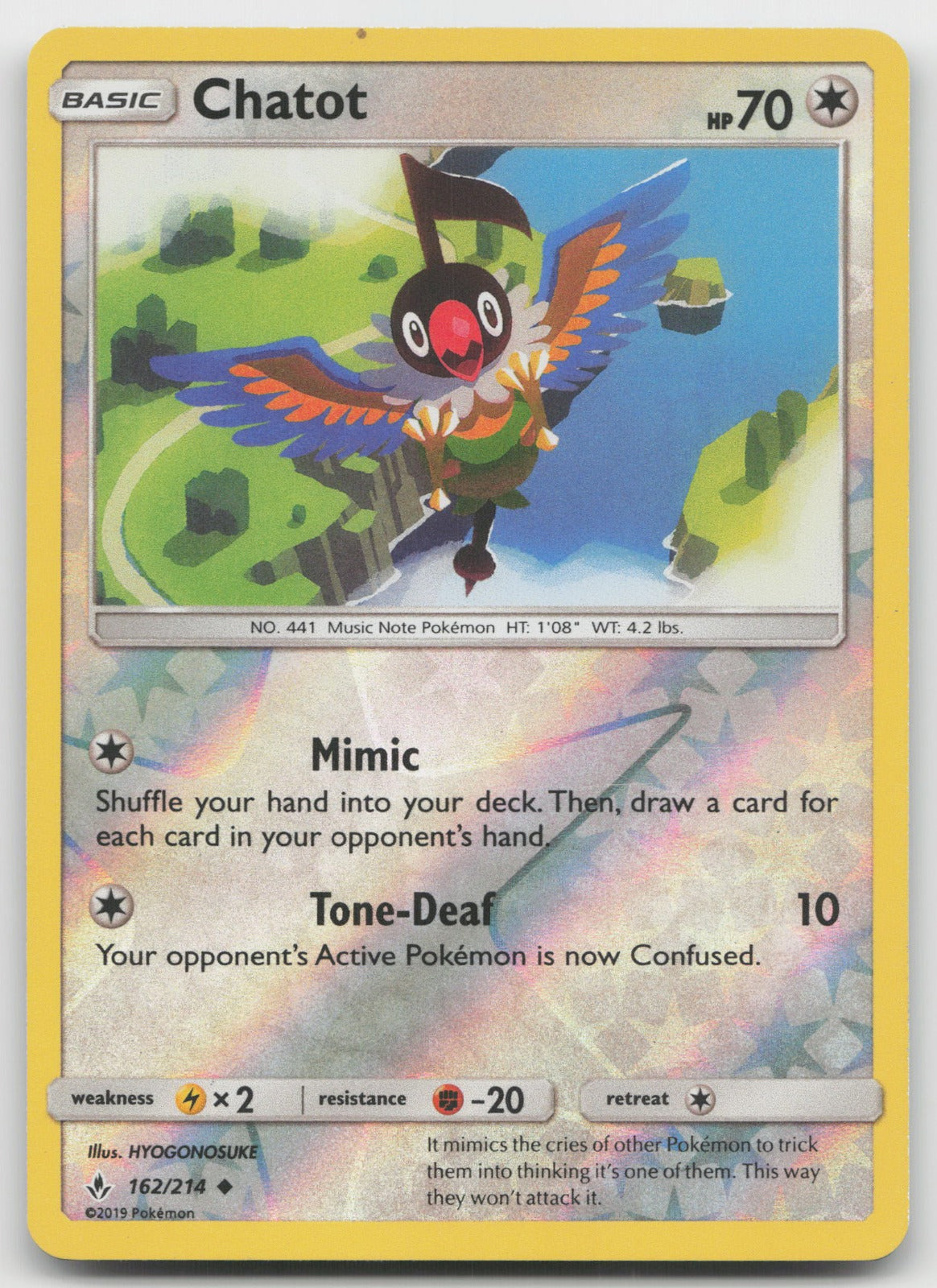 Chatot Reverse Holo Uncommon SM - Unbroken Bonds 162/214 LP