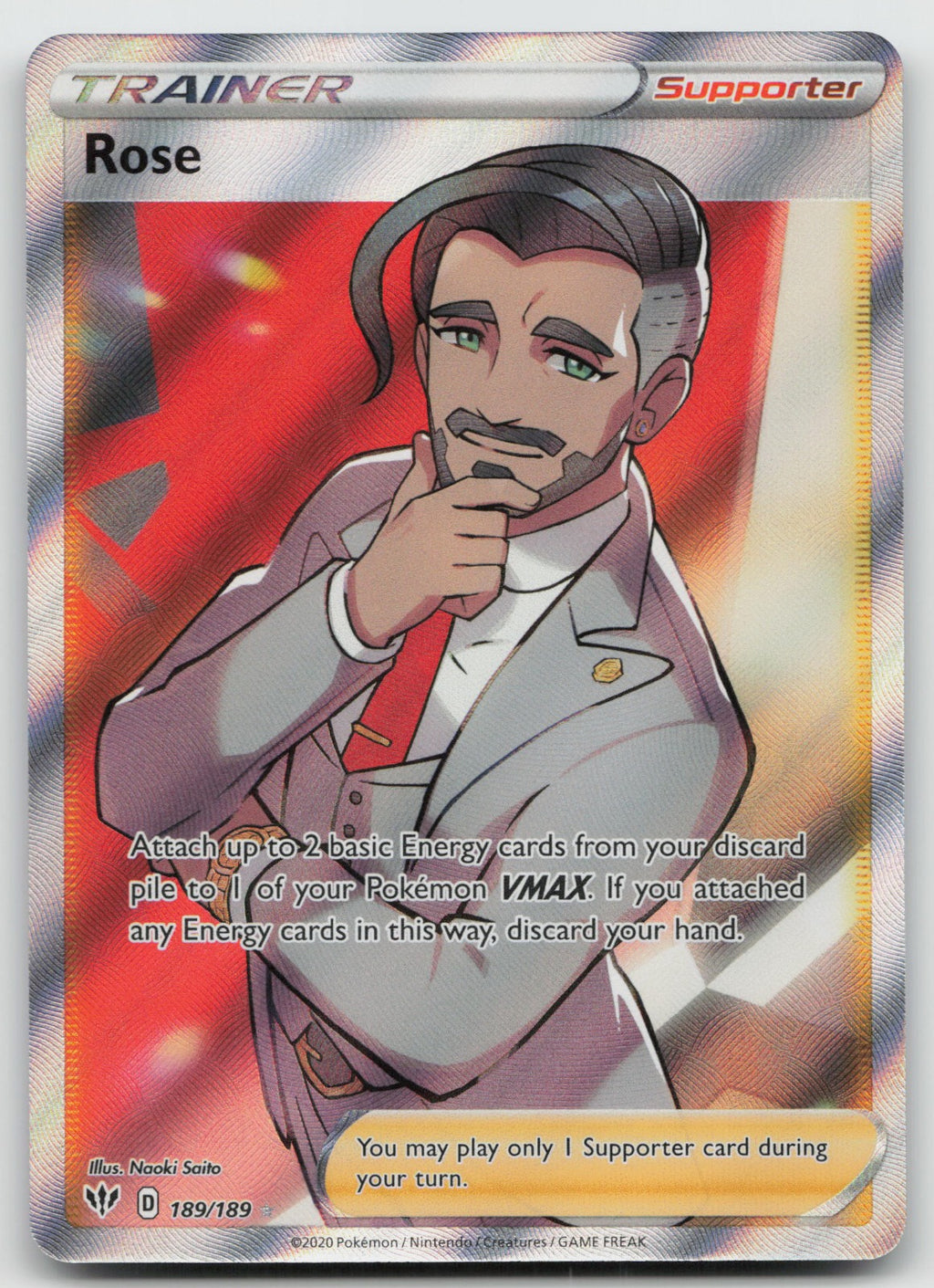 Rose (Full Art) Holo Ultra Rare SWSH03: Darkness Ablaze 189/189 NM