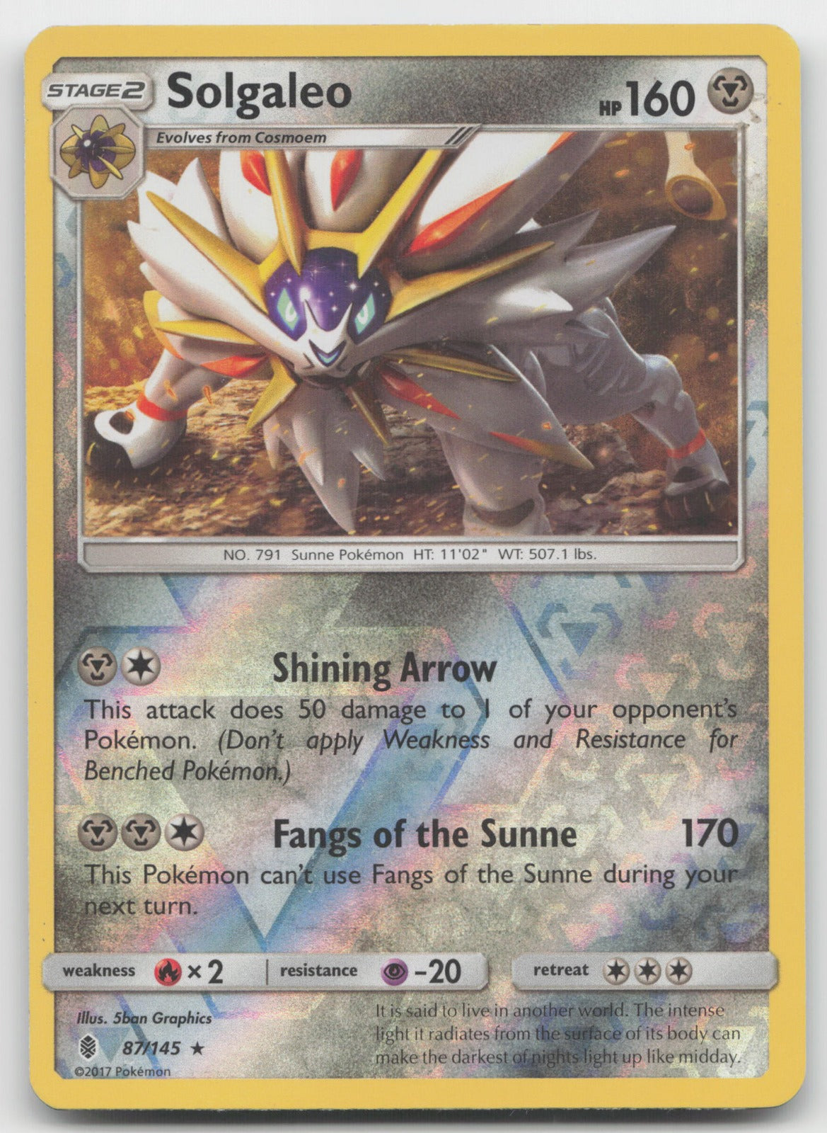 Solgaleo Reverse Holo Rare SM - Guardians Rising 87/145 LP