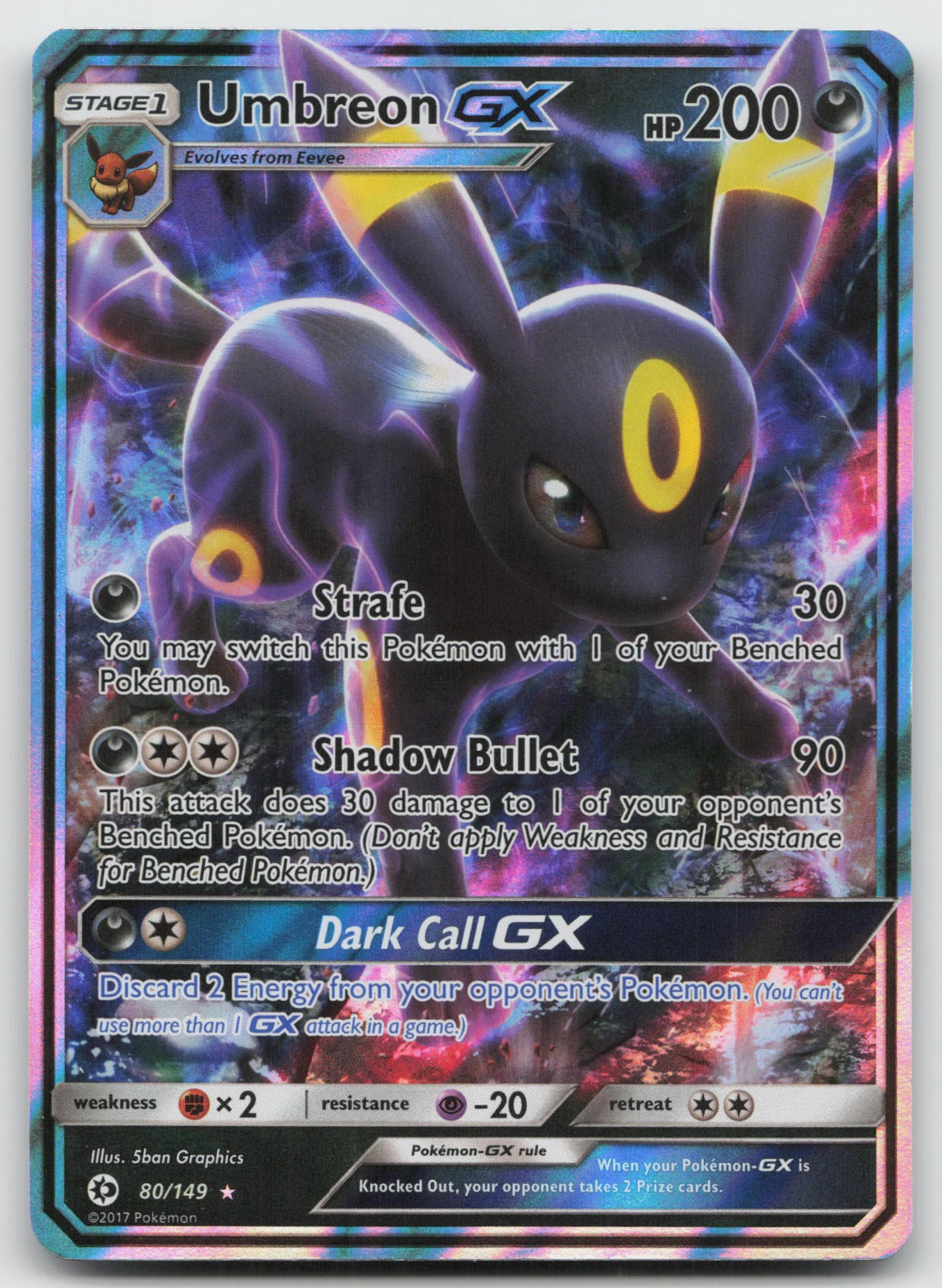 Umbreon GX Holo Ultra Rare SM Base Set 80/149 NM