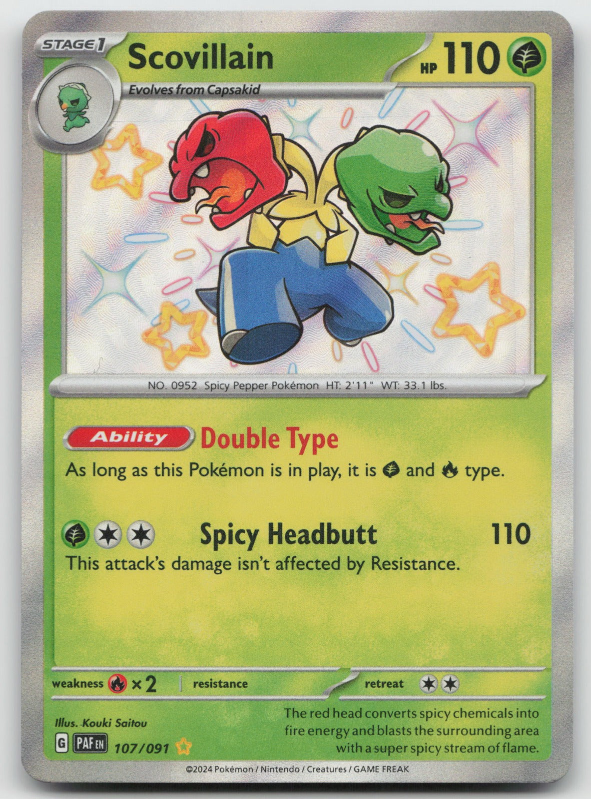Scovillain Shiny Rare Holo SV: Paldean Fates 107/091 NM