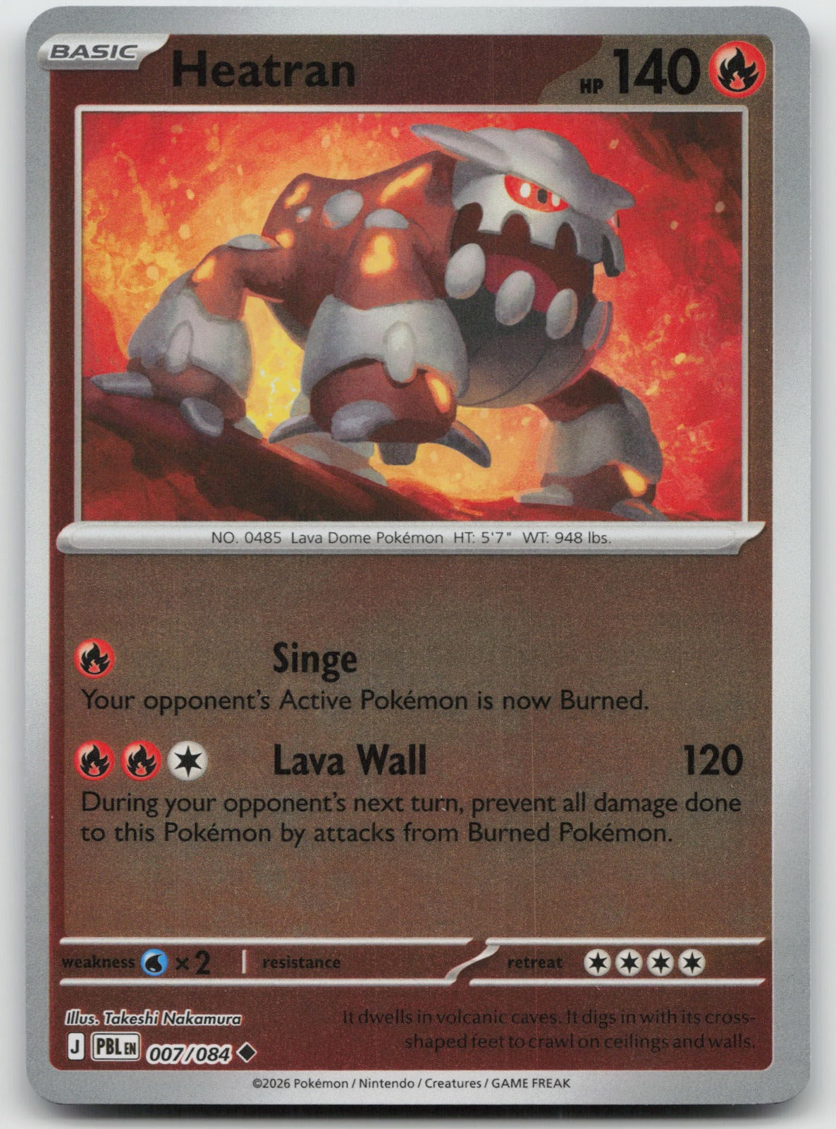 Heatran Reverse Holo Uncommon ME05: Pitch Black 007/084 NM