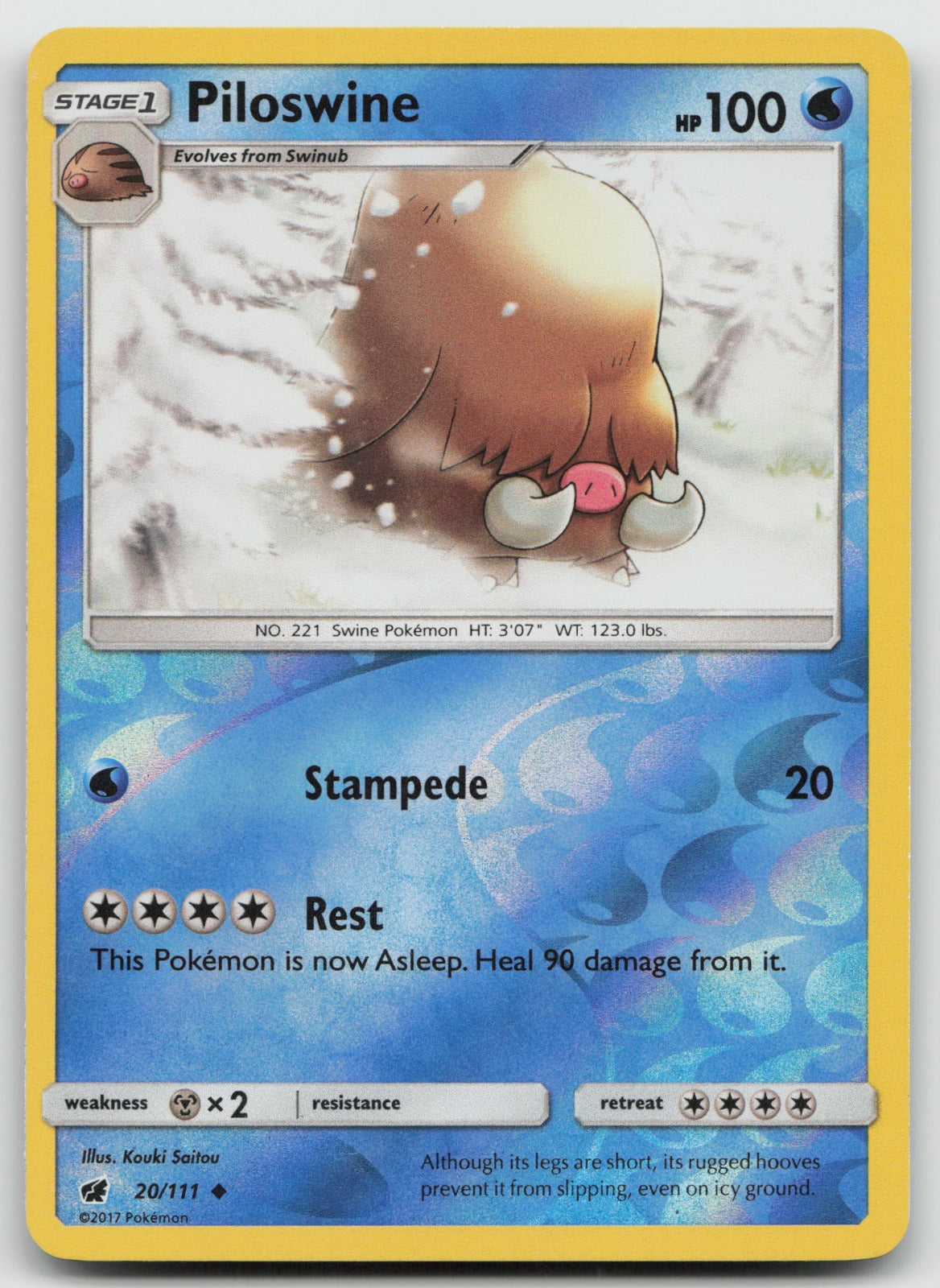 Piloswine Reverse Holo Uncommon SM - Crimson Invasion 20/111 NM