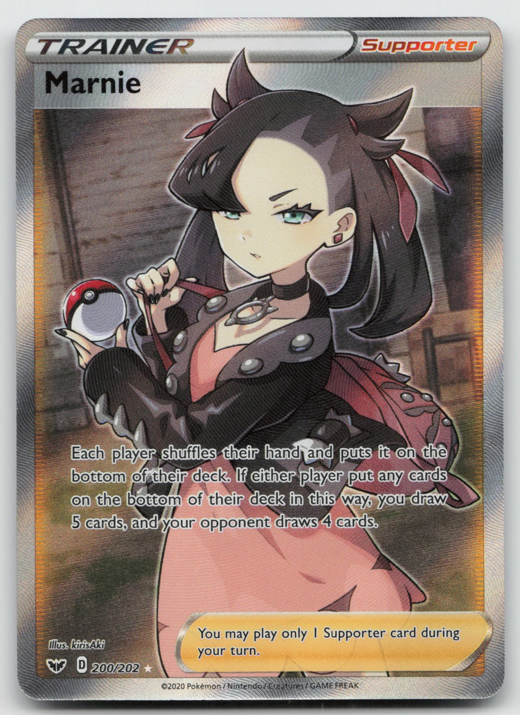 Marnie (Full Art) Holo Ultra Rare SWSH01: Sword & Shield Base Set 200/202 NM