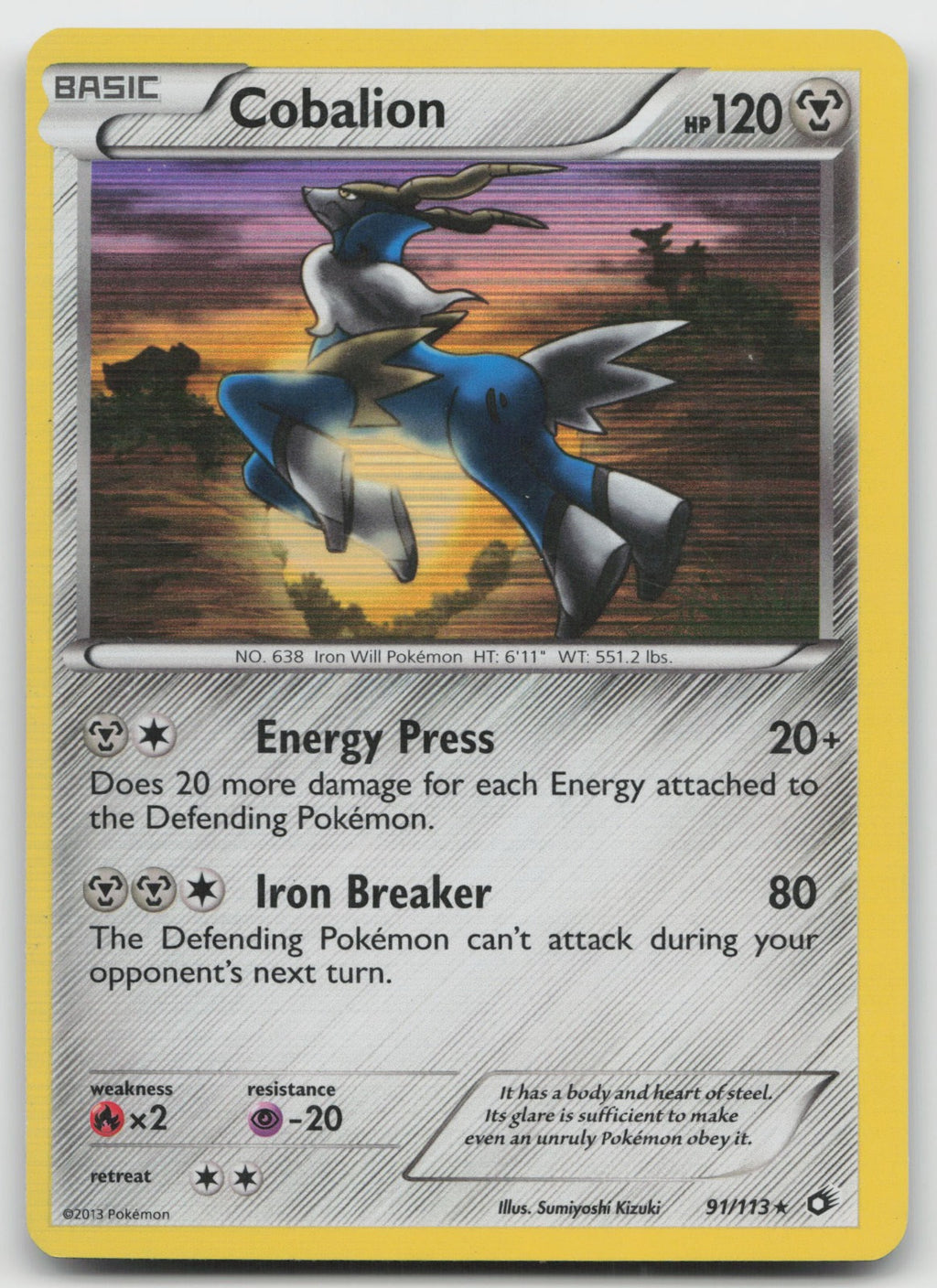 Cobalion Holo Rare Legendary Treasures 91/113 HP