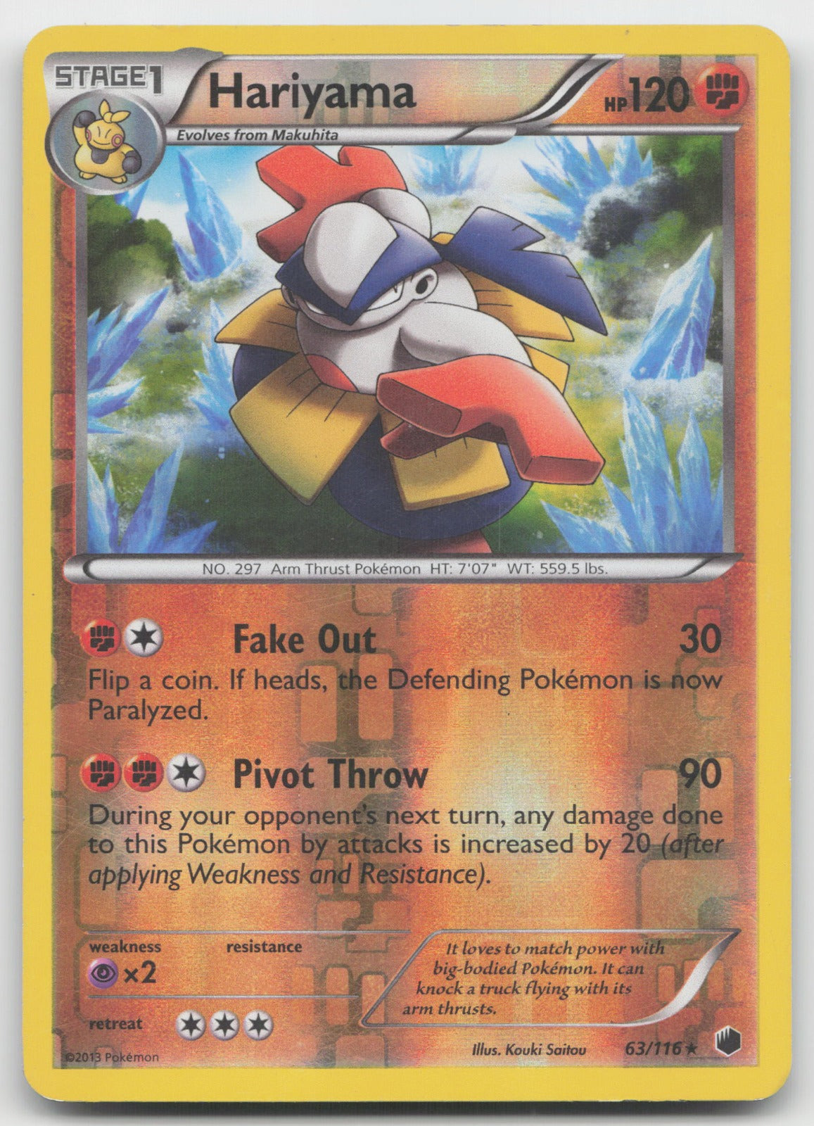 Hariyama Rare Reverse Holo Plasma Freeze 63/116 HP