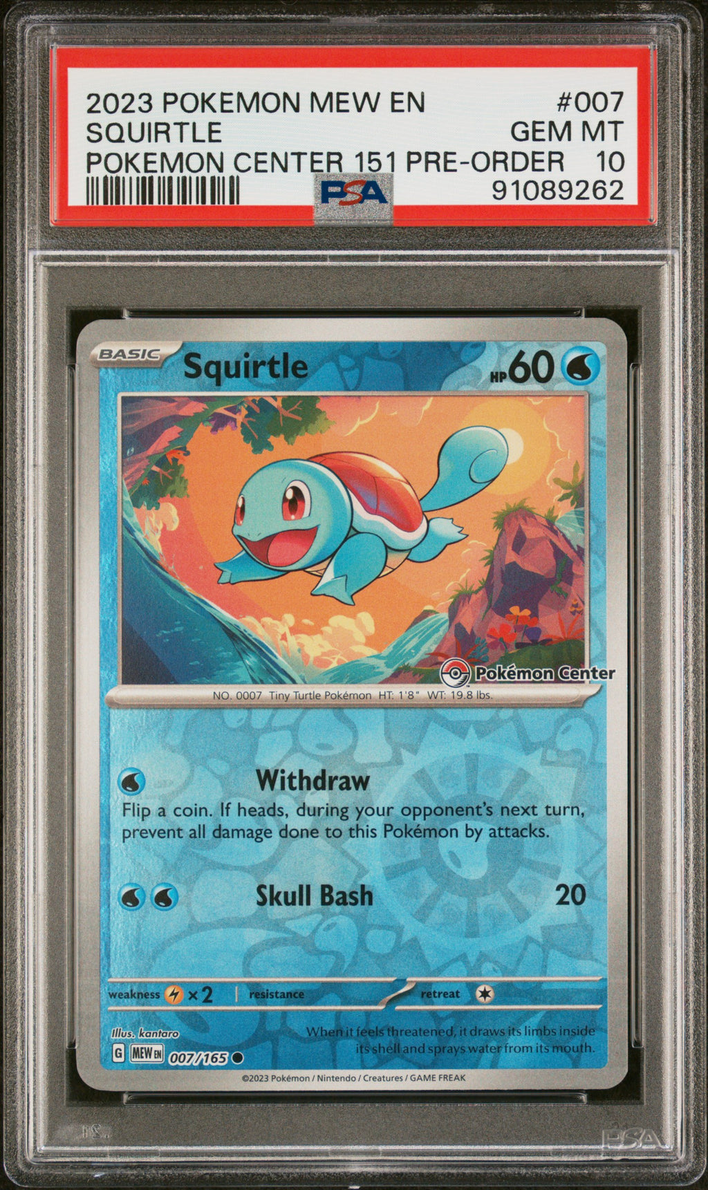 Squirtle Pokemon Center Stamped 151 Pre-Order Pokemon Mew 007/165 PSA 10