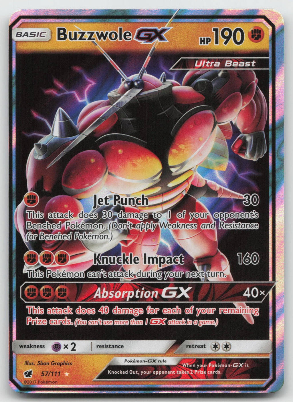 Buzzwole GX Holo Ultra Rare SM - Crimson Invasion 57/111 NM