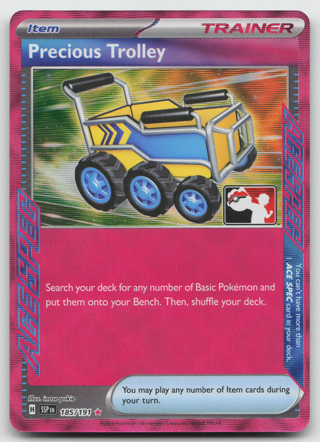 Precious Trolley ACE SPEC Rare Holo Prize Pack Series Surging Sparks 185/191 NM