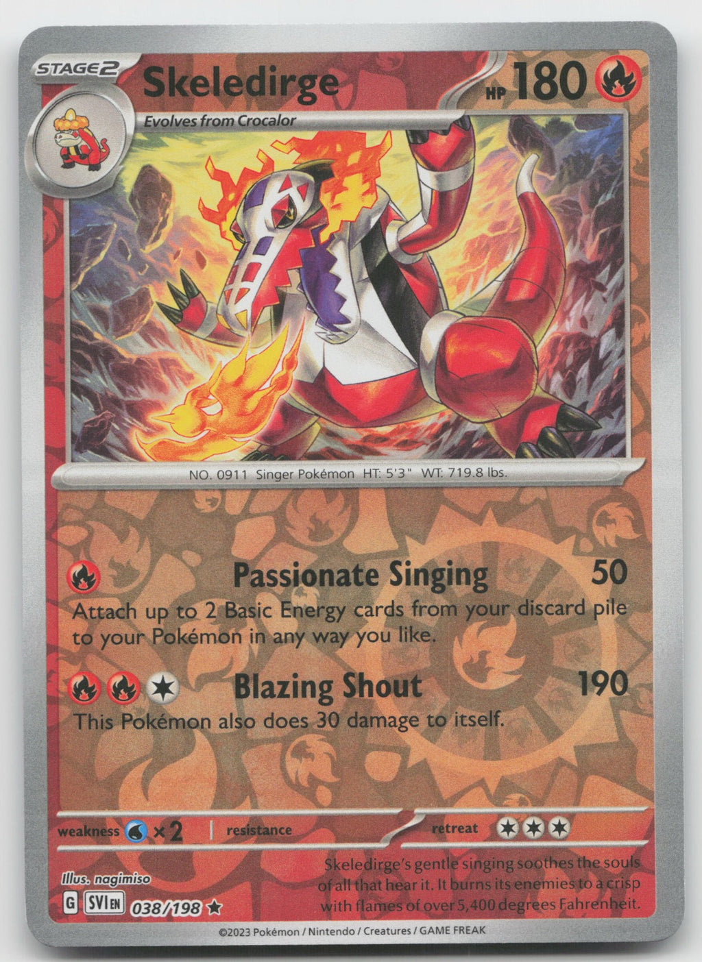 Skeledirge Reverse Holo Rare SV01: Scarlet & Violet Base Set 038/198 NM
